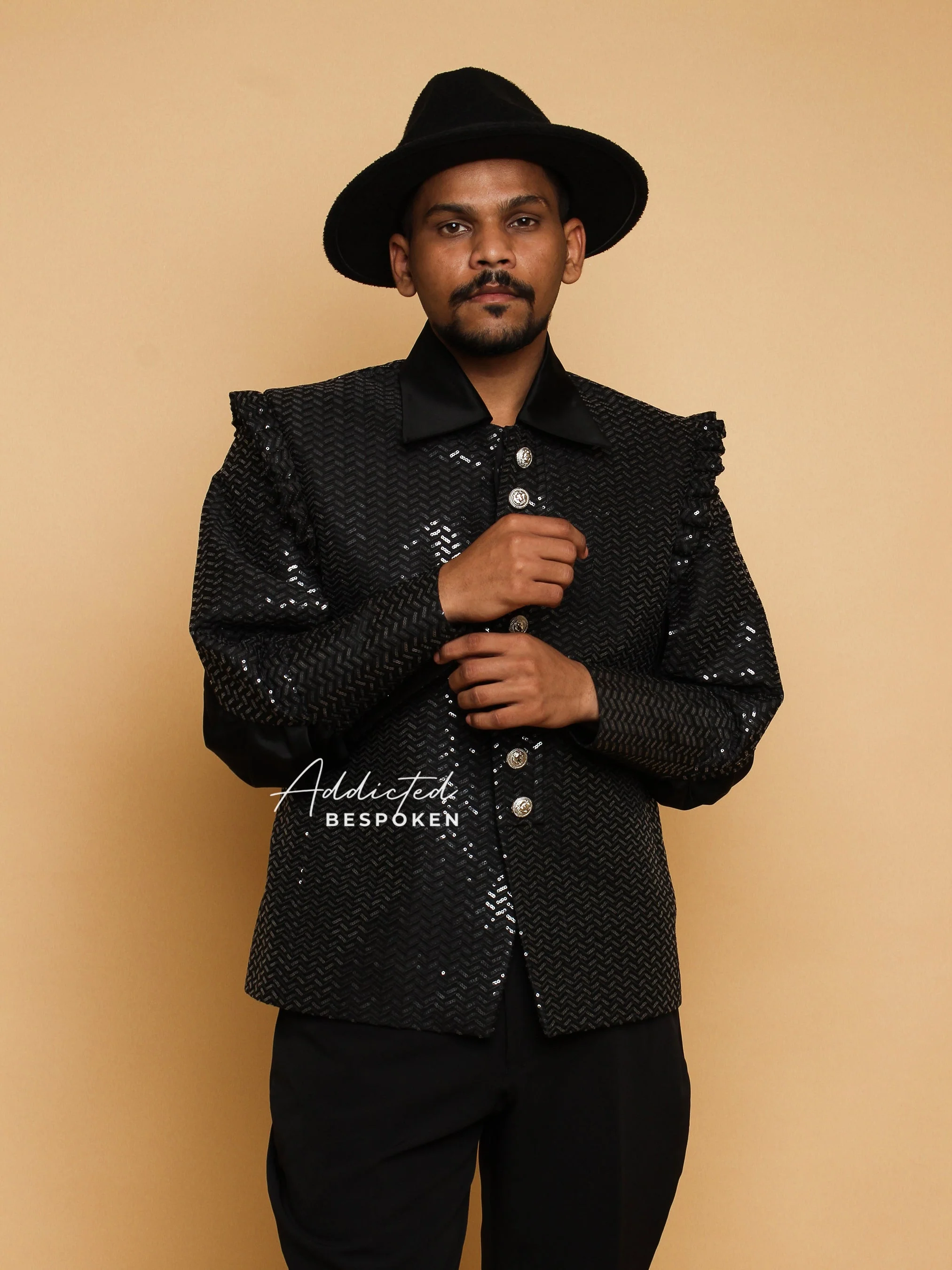 Black Cotton Frilled Shoulder Attire - Image 2