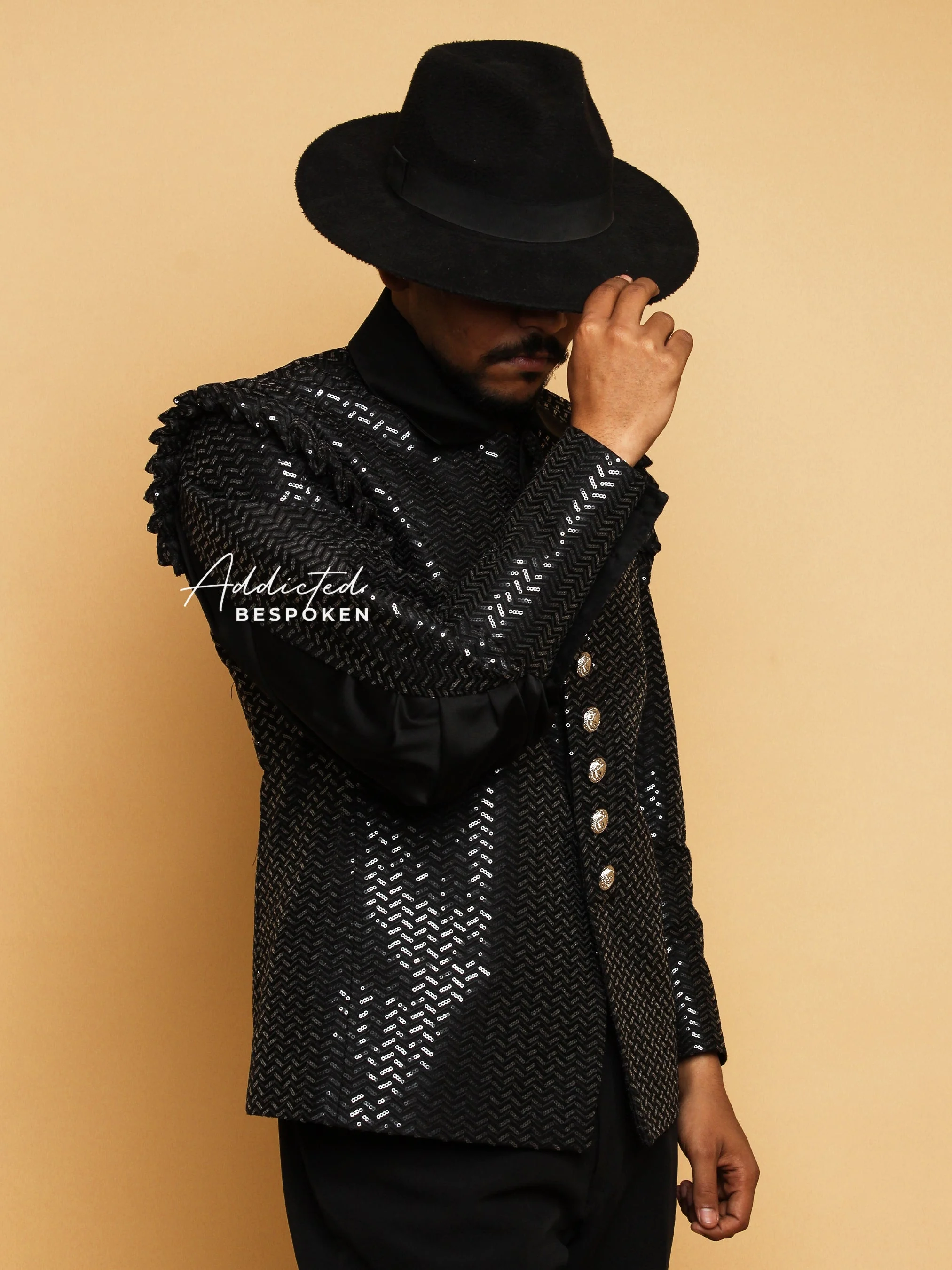 Black Cotton Frilled Shoulder Attire - Image 3