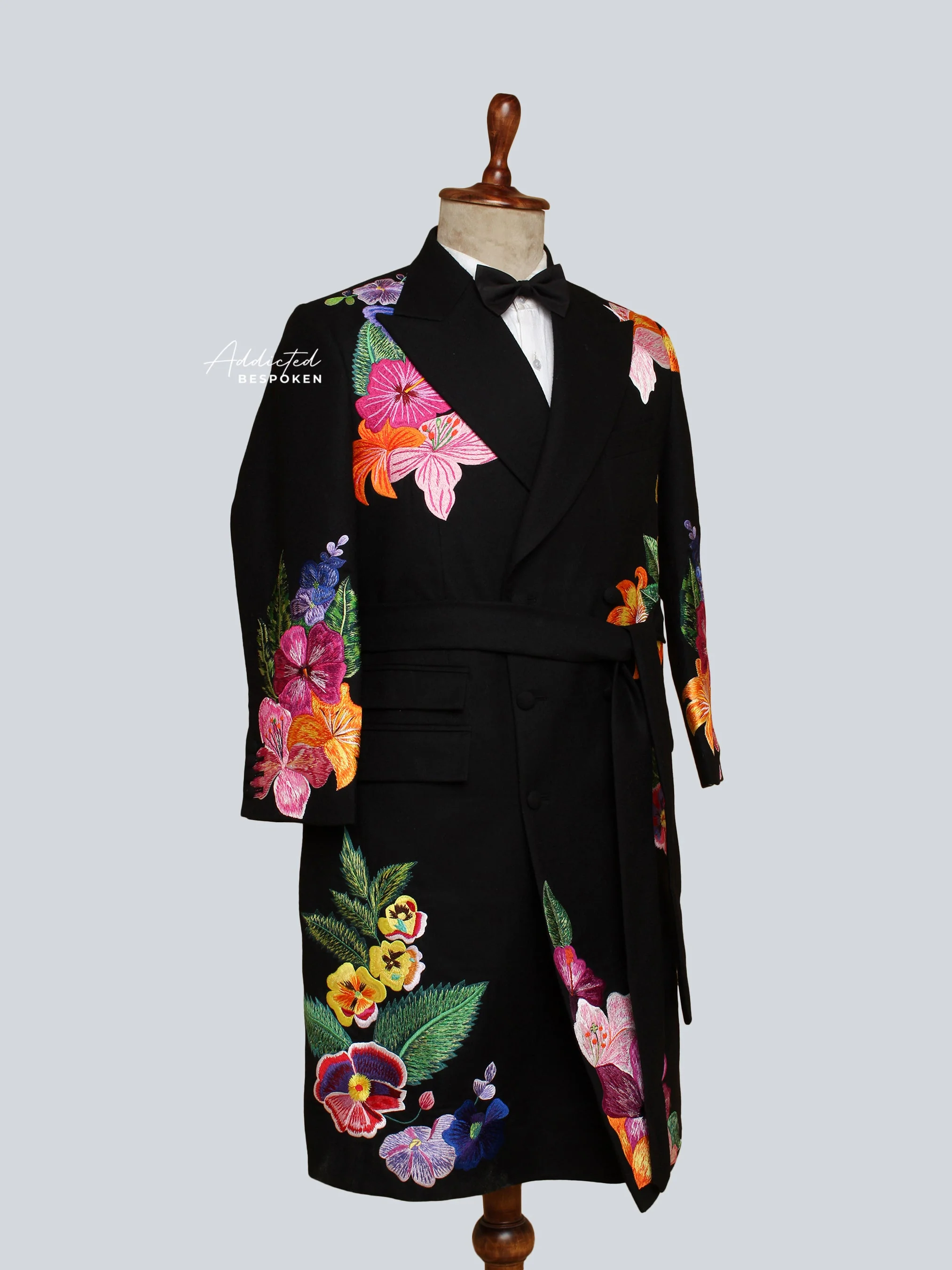 Black Floral Long Coat - Image 2