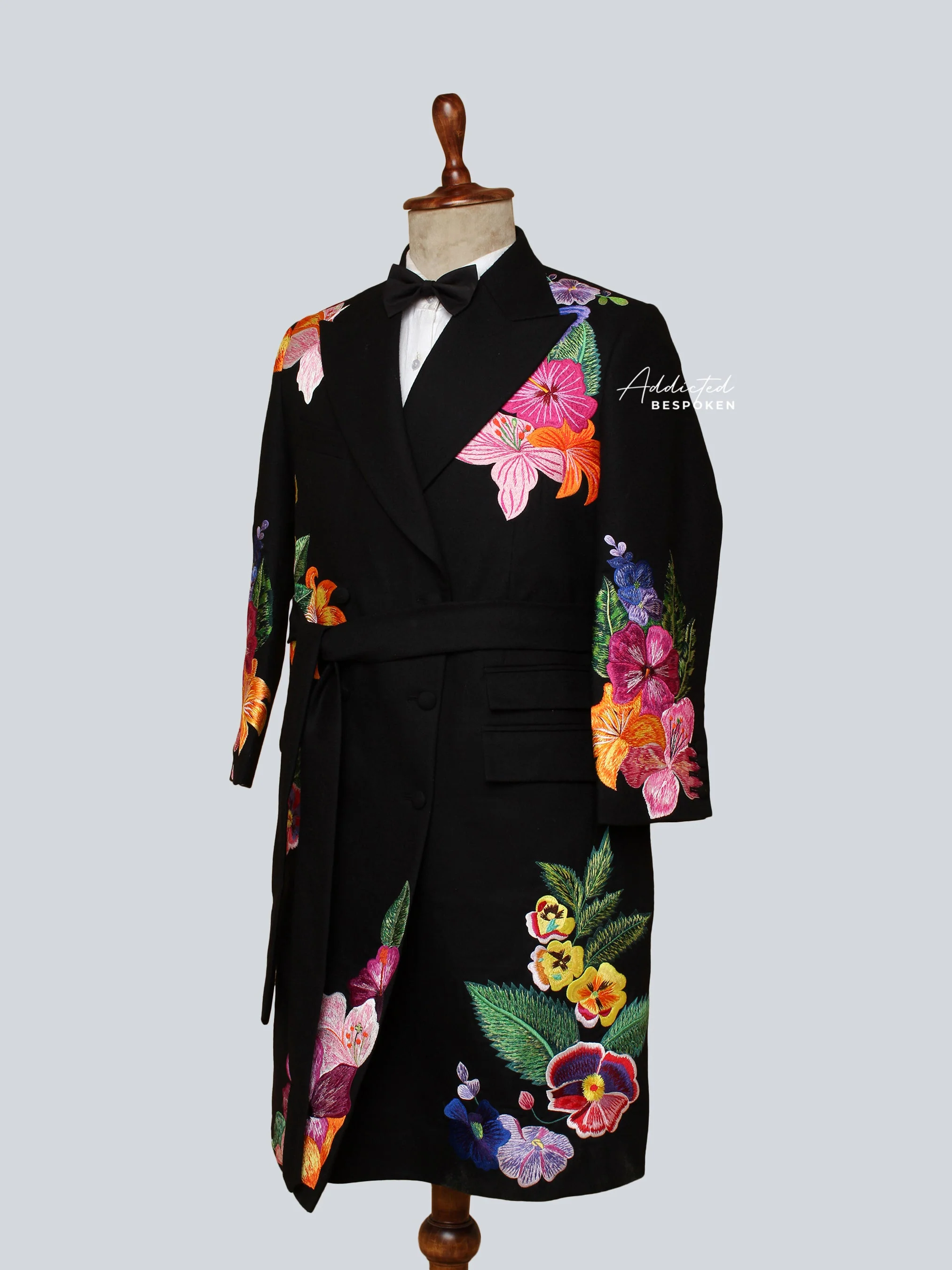 Black Floral Long Coat - Image 3