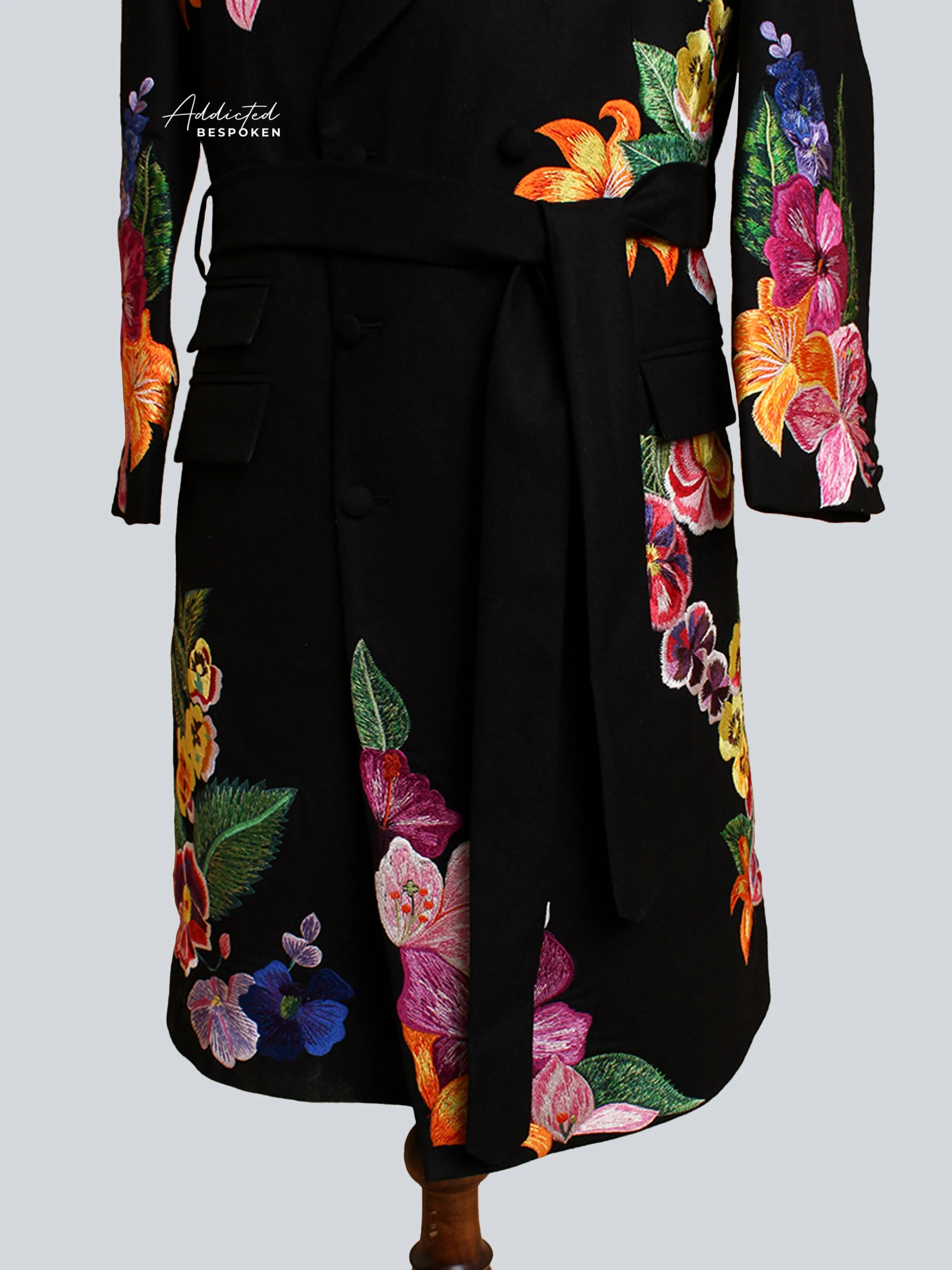 Black Floral Long Coat - Image 8