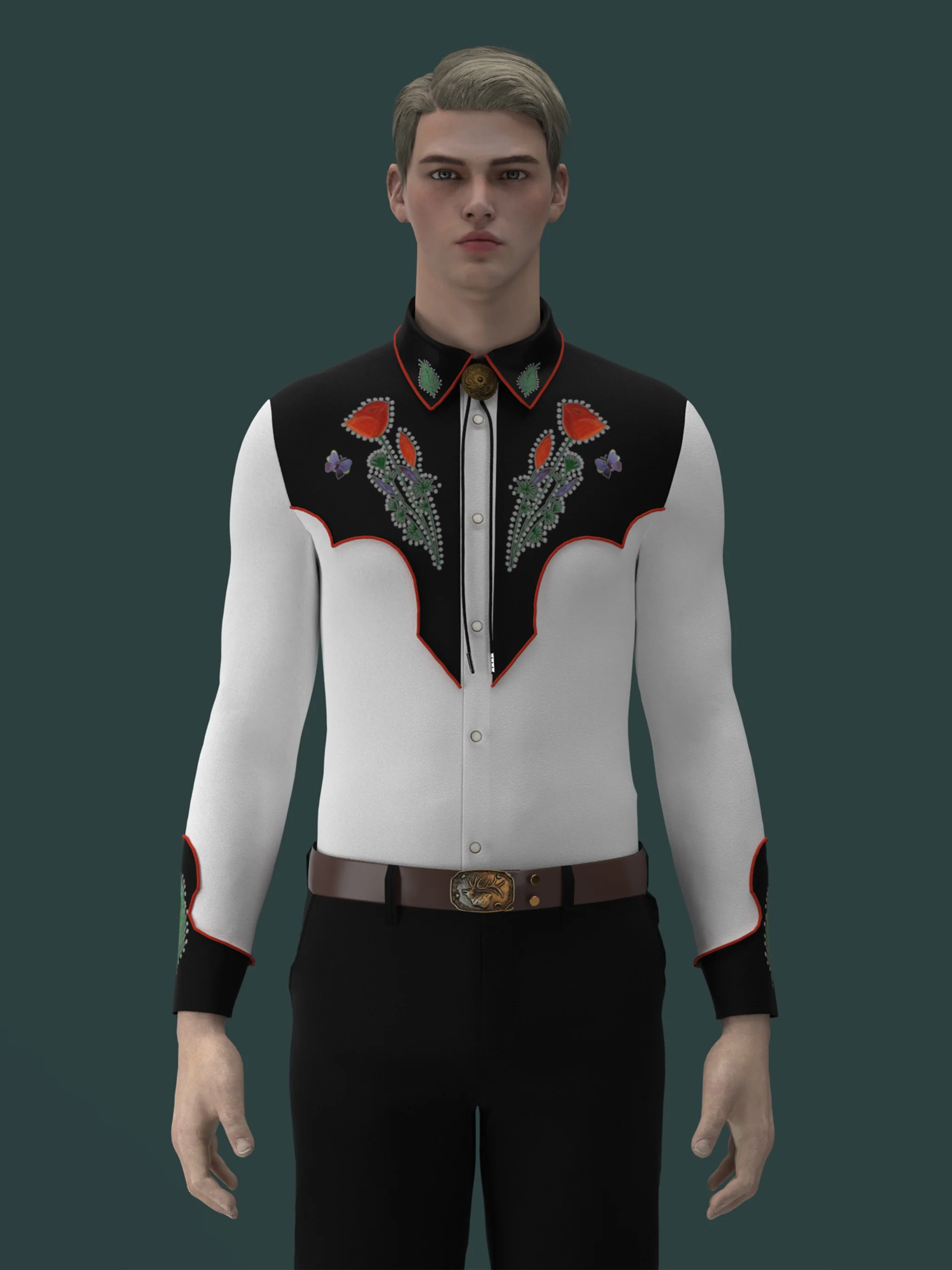 Butterfly & Floral Embroidered Shirt