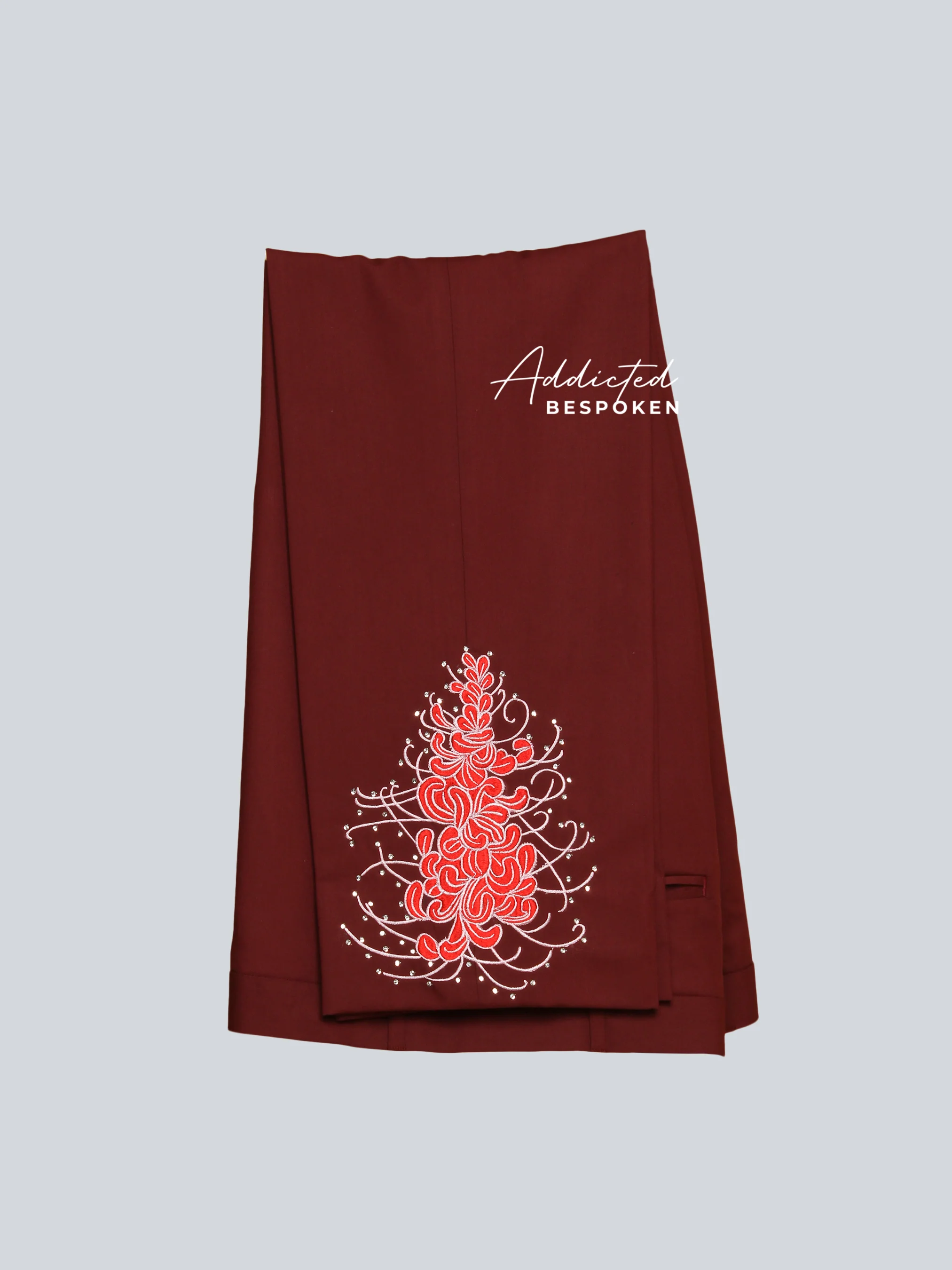 Crimson Blossom Embroidered Suit - Image 2