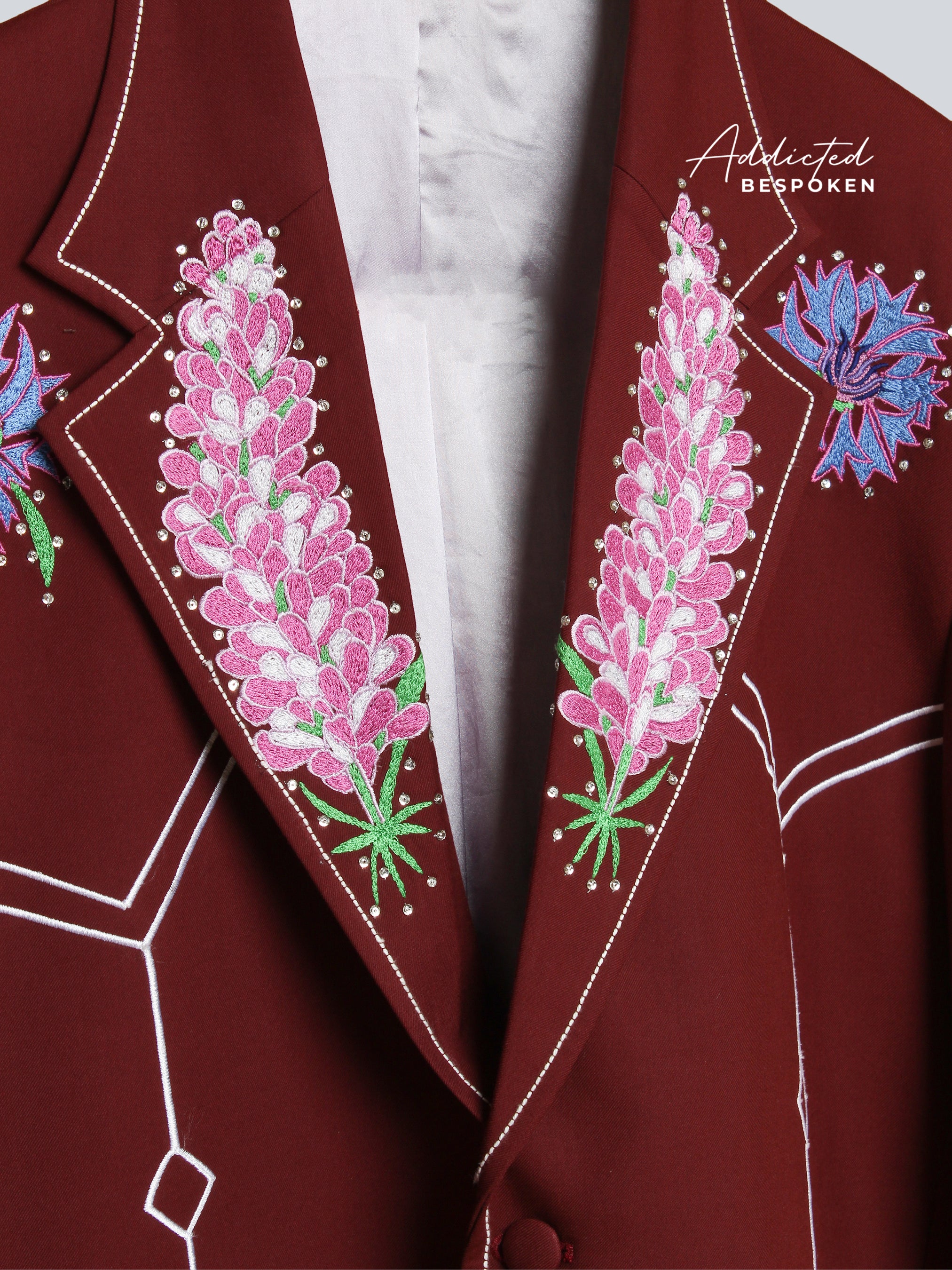 Crimson Blossom Embroidered Suit - Image 4