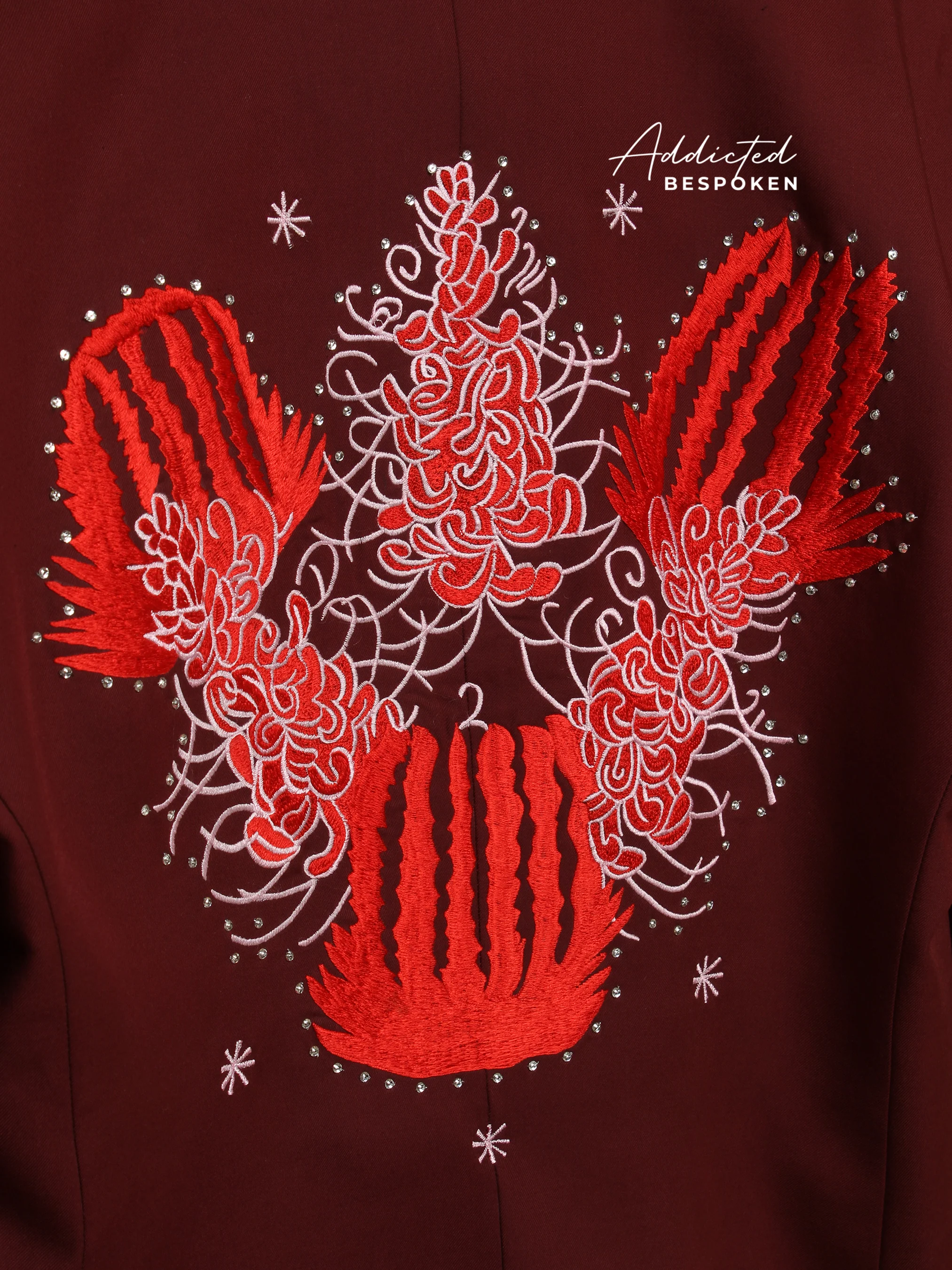 Crimson Blossom Embroidered Suit - Image 6