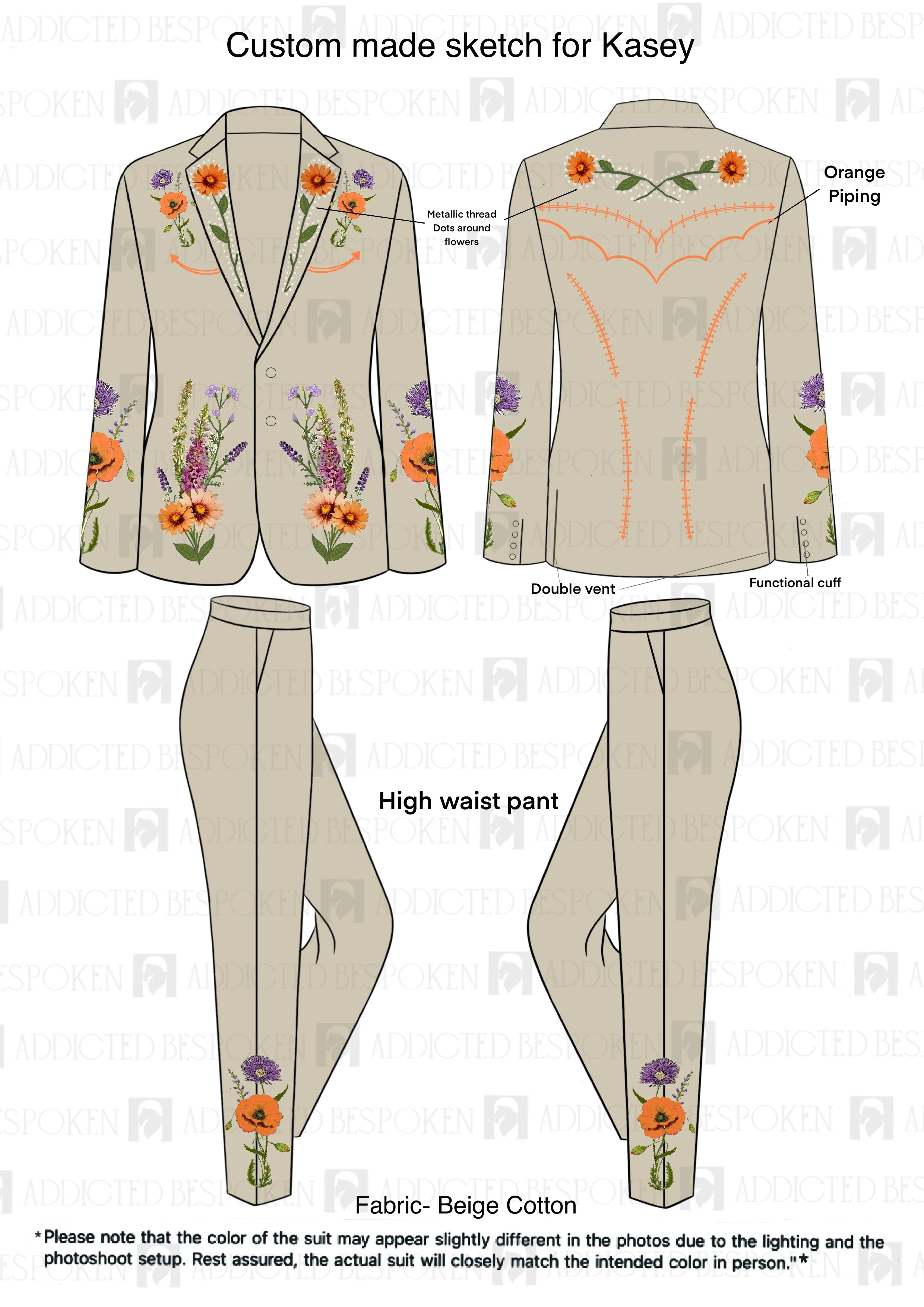 Custom Made 2pc suit for Kasey