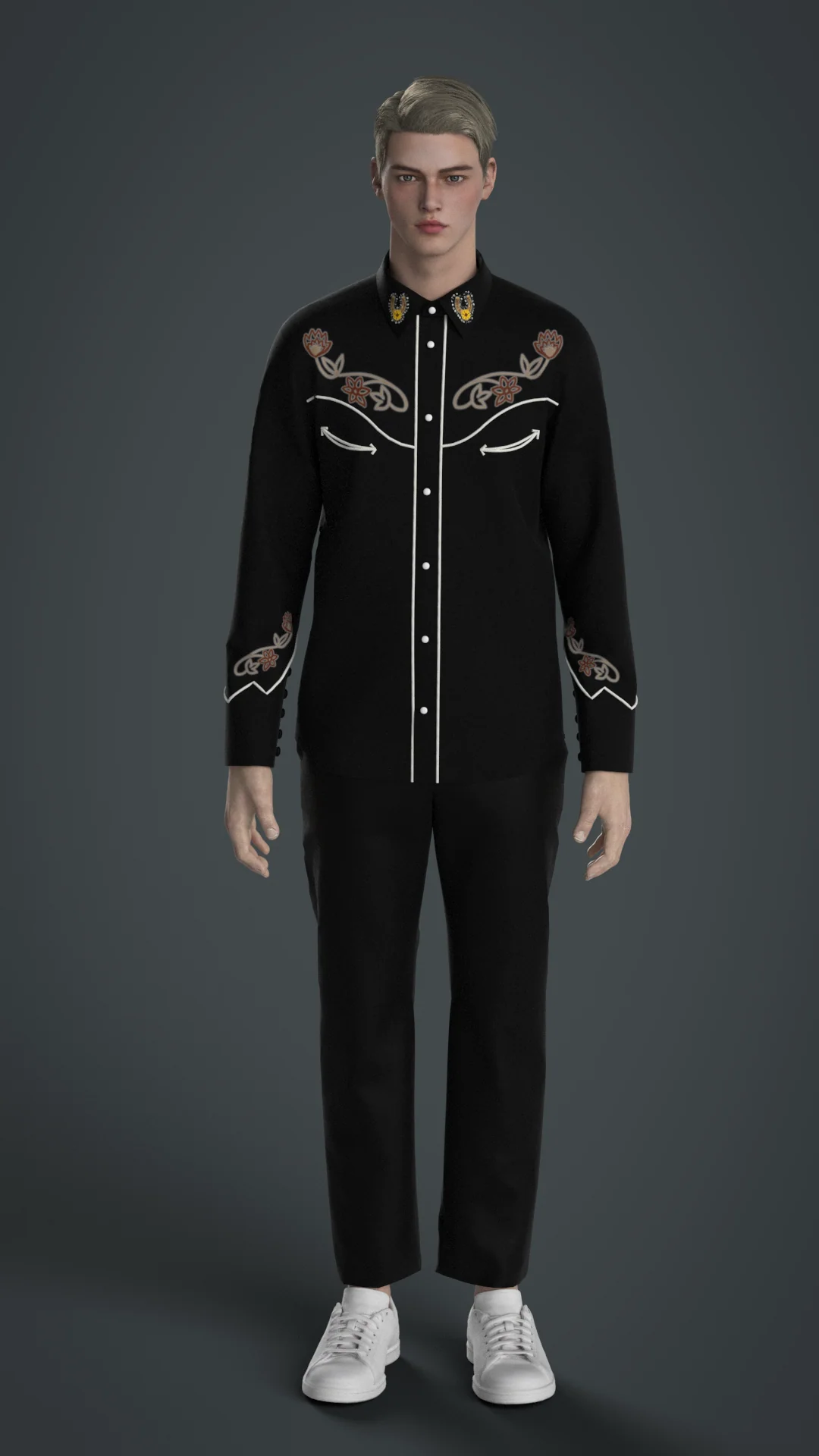 Custom made Black Shirt & 2pc Suit suit for Thomas stride