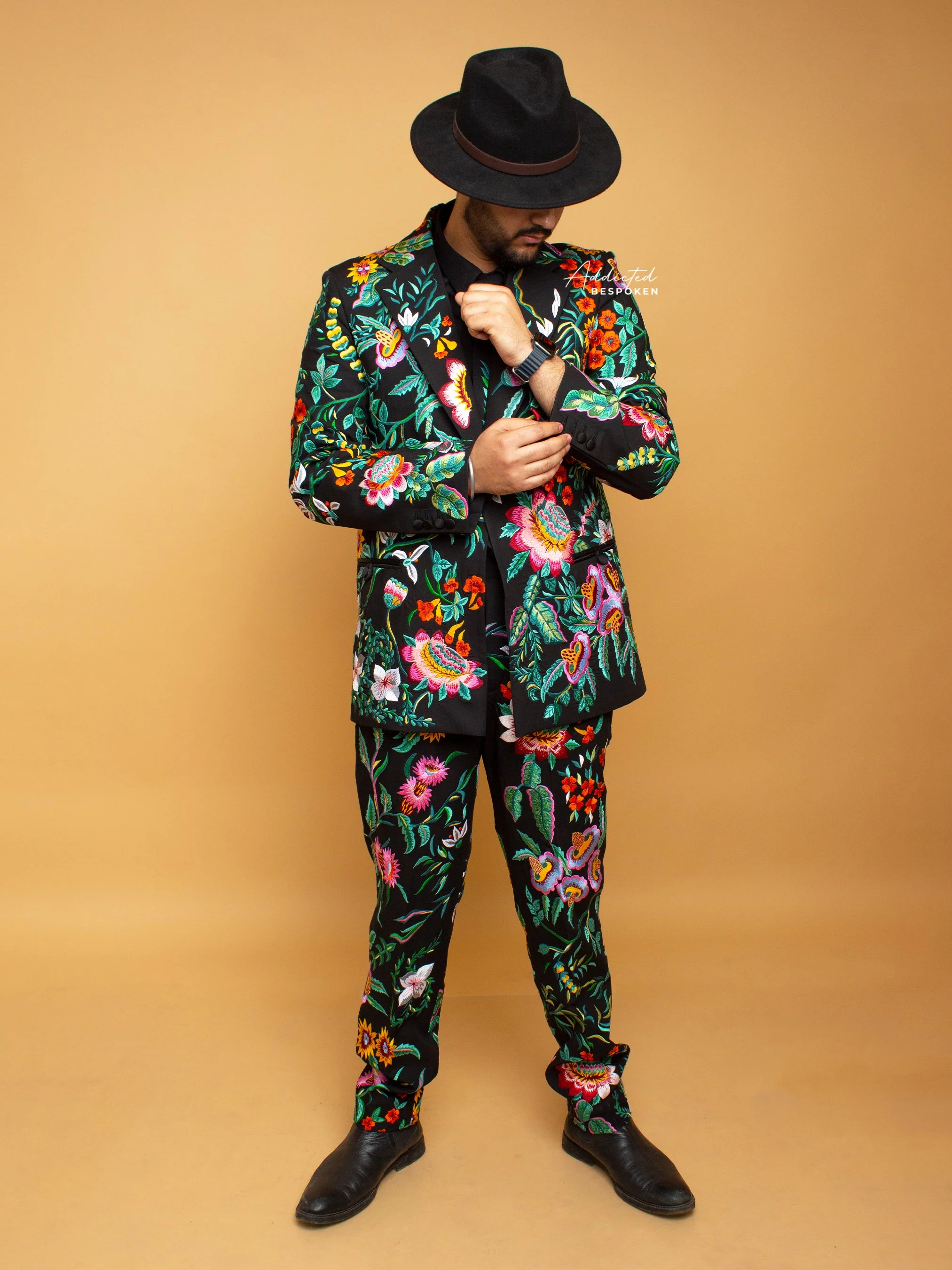 Embroidered Floral Wedding Suit