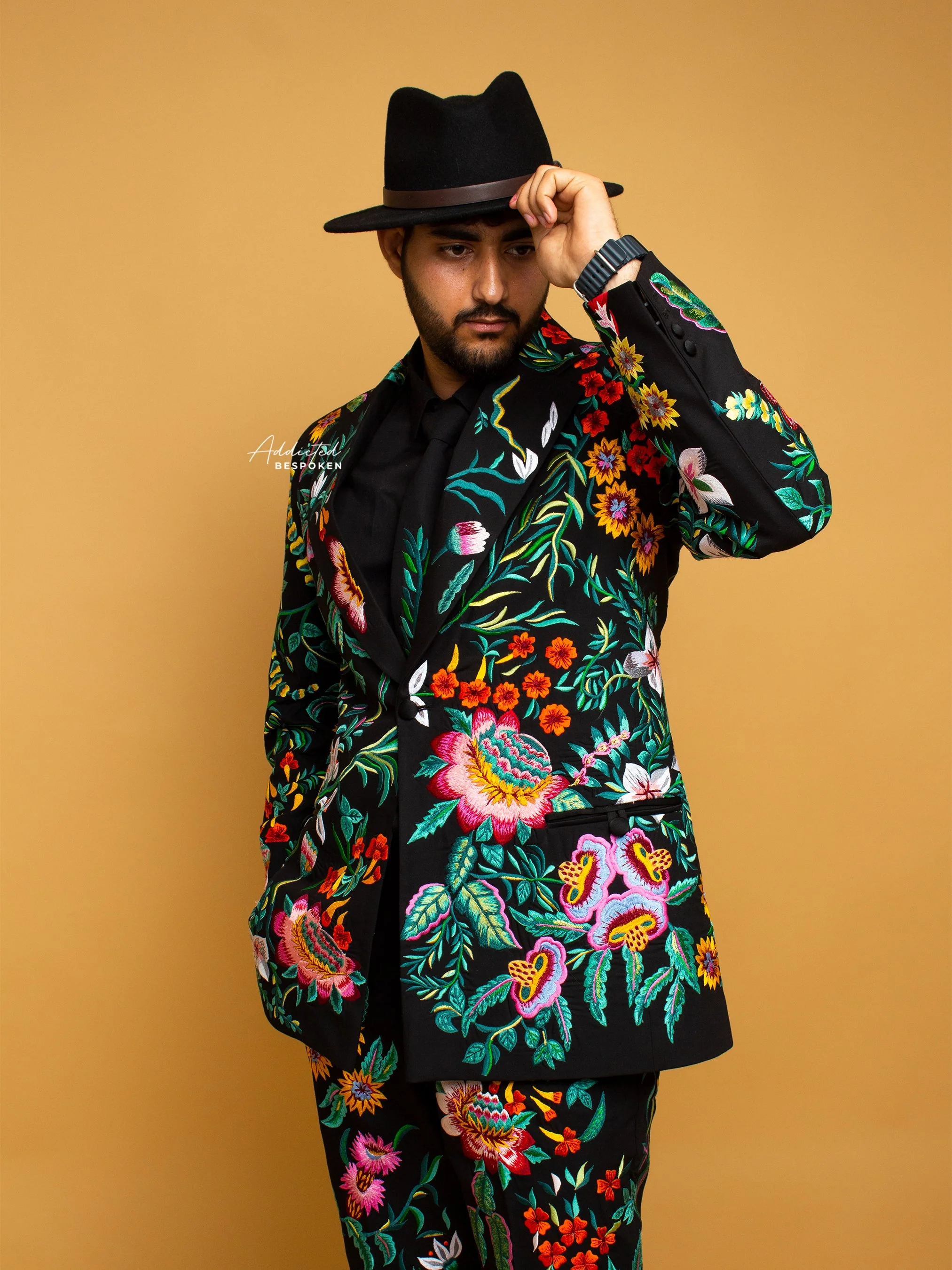 Embroidered Floral Wedding Suit - Image 2
