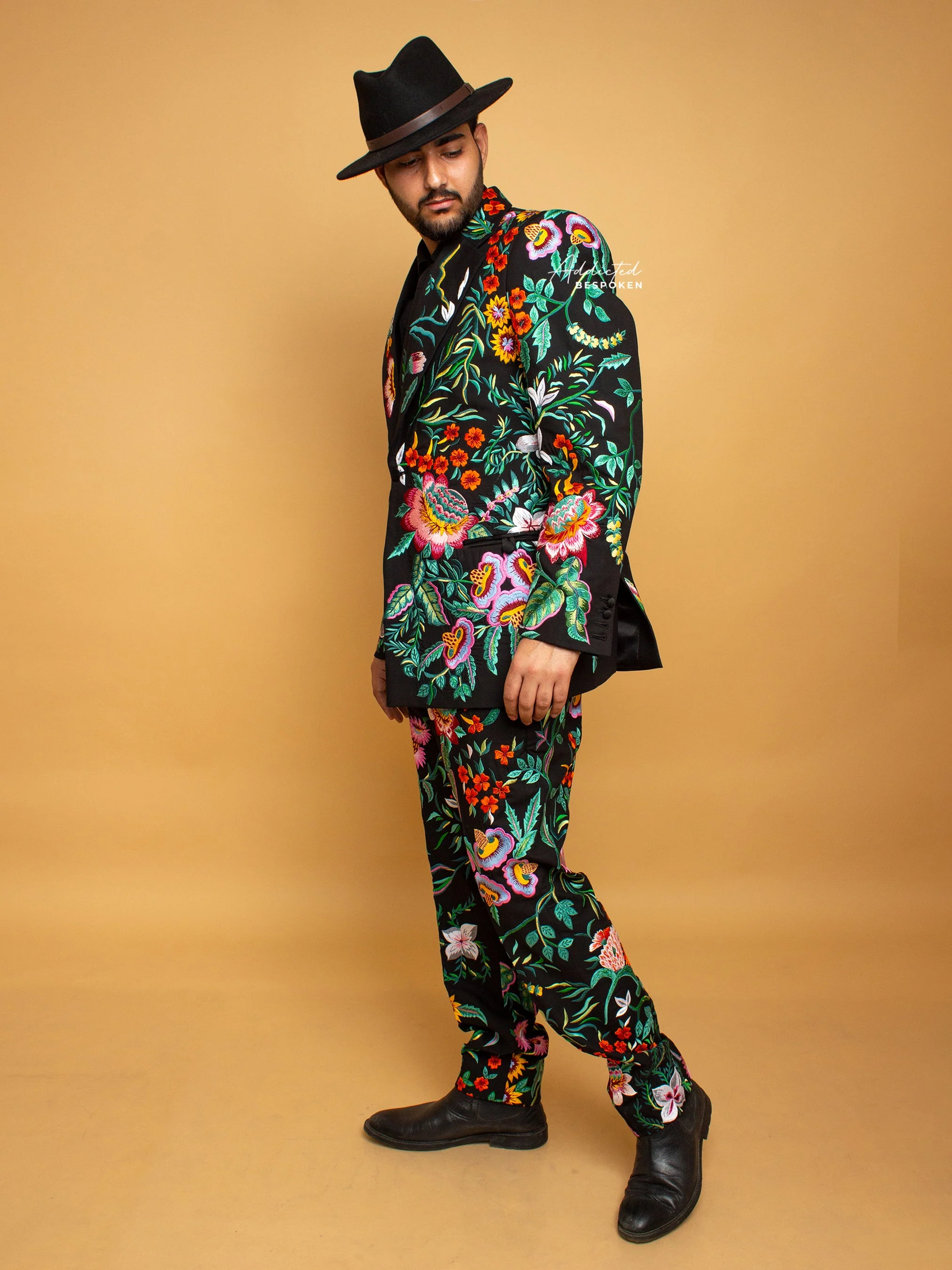 Embroidered Floral Wedding Suit - Image 4