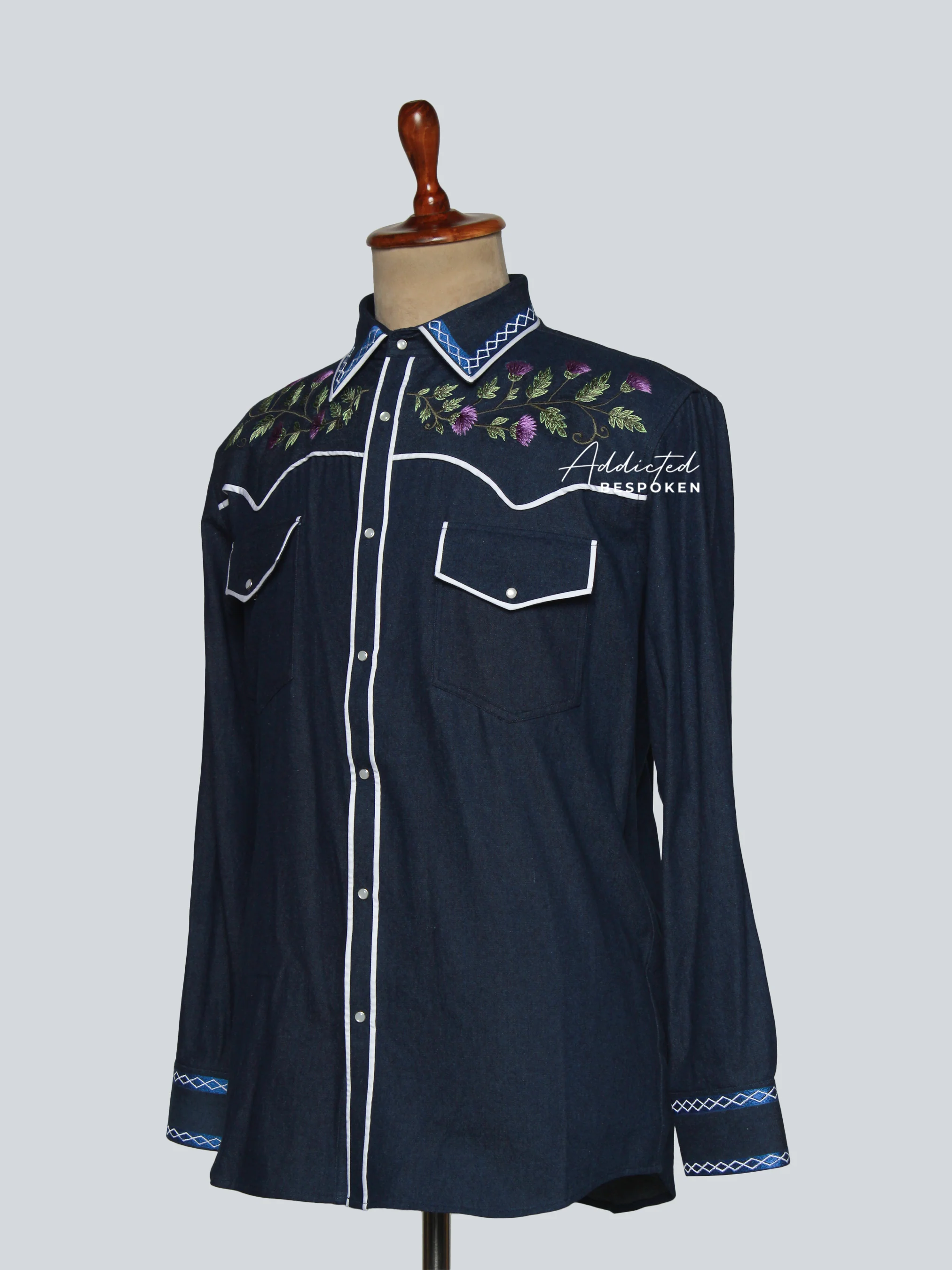 Embroidered Western Denim Shirt - Image 3