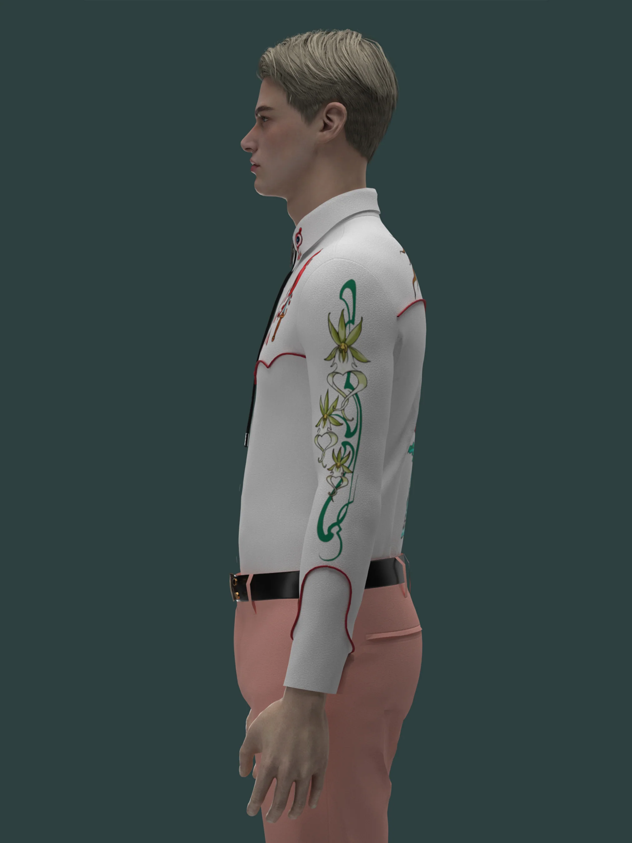 Flaming Hearts & Skull Blooms Custom Shirt - Image 3