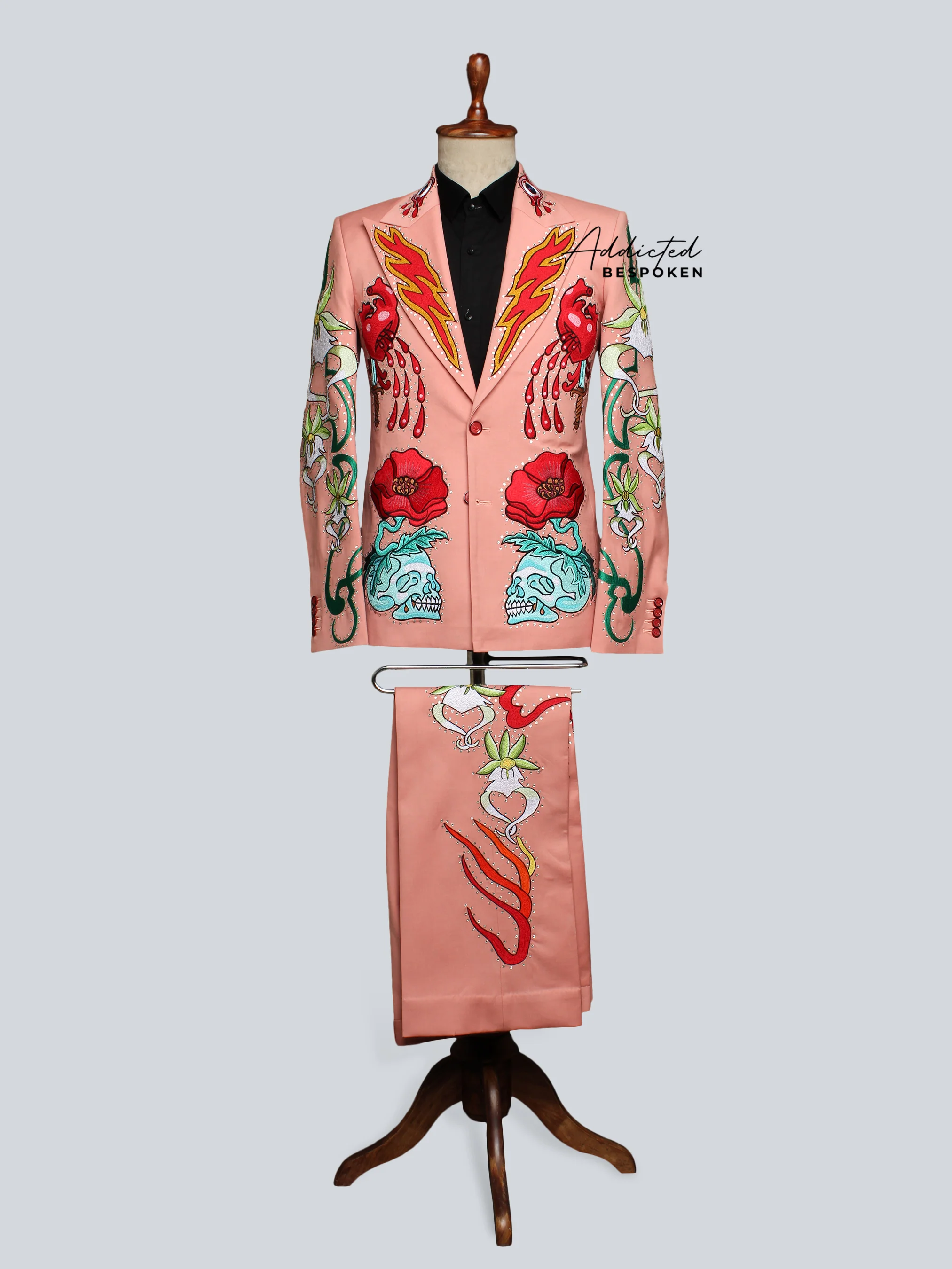 Flaming Hearts & Skull Blooms Custom Suit - Image 2