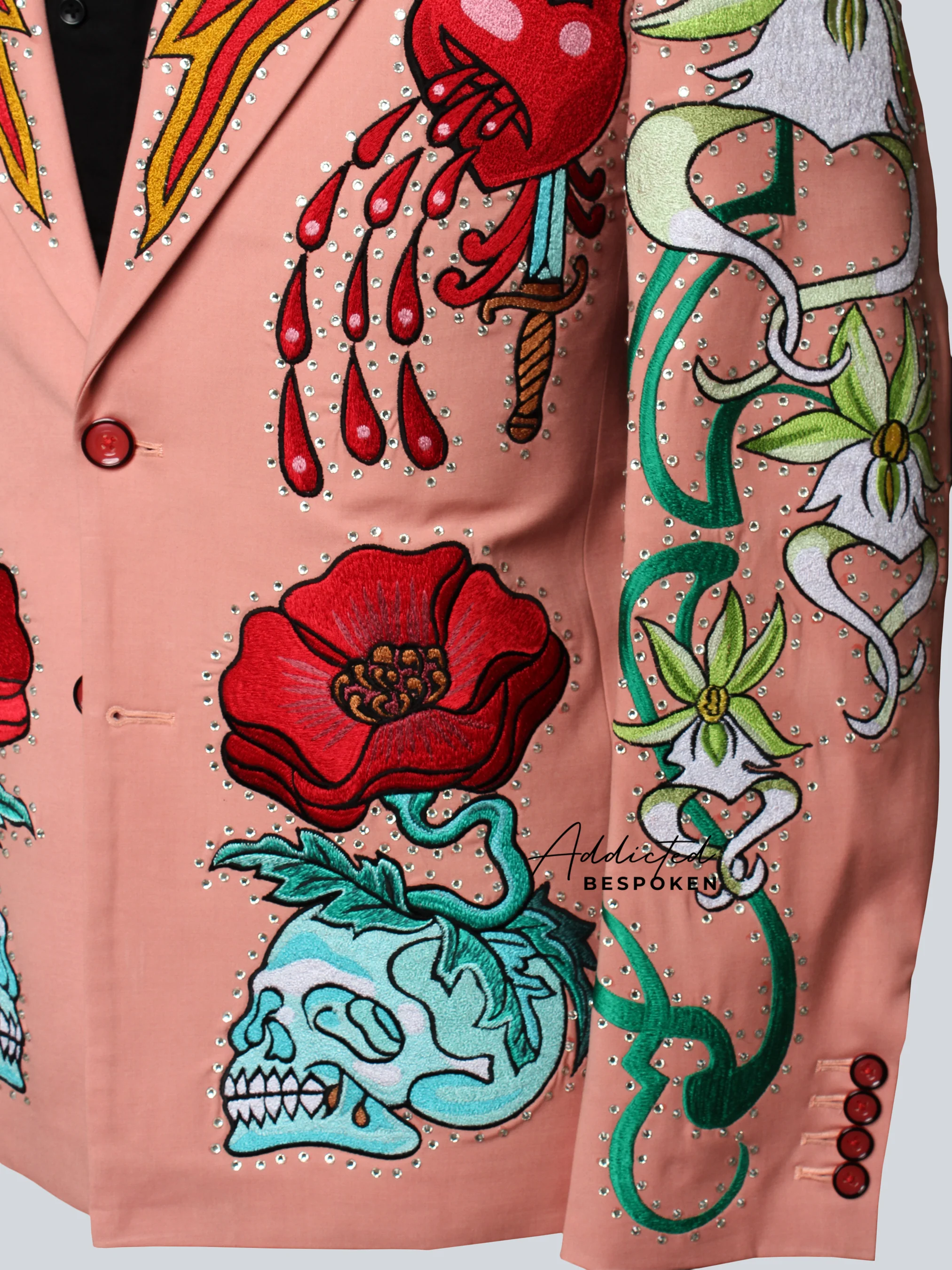 Flaming Hearts & Skull Blooms Custom Suit - Image 7