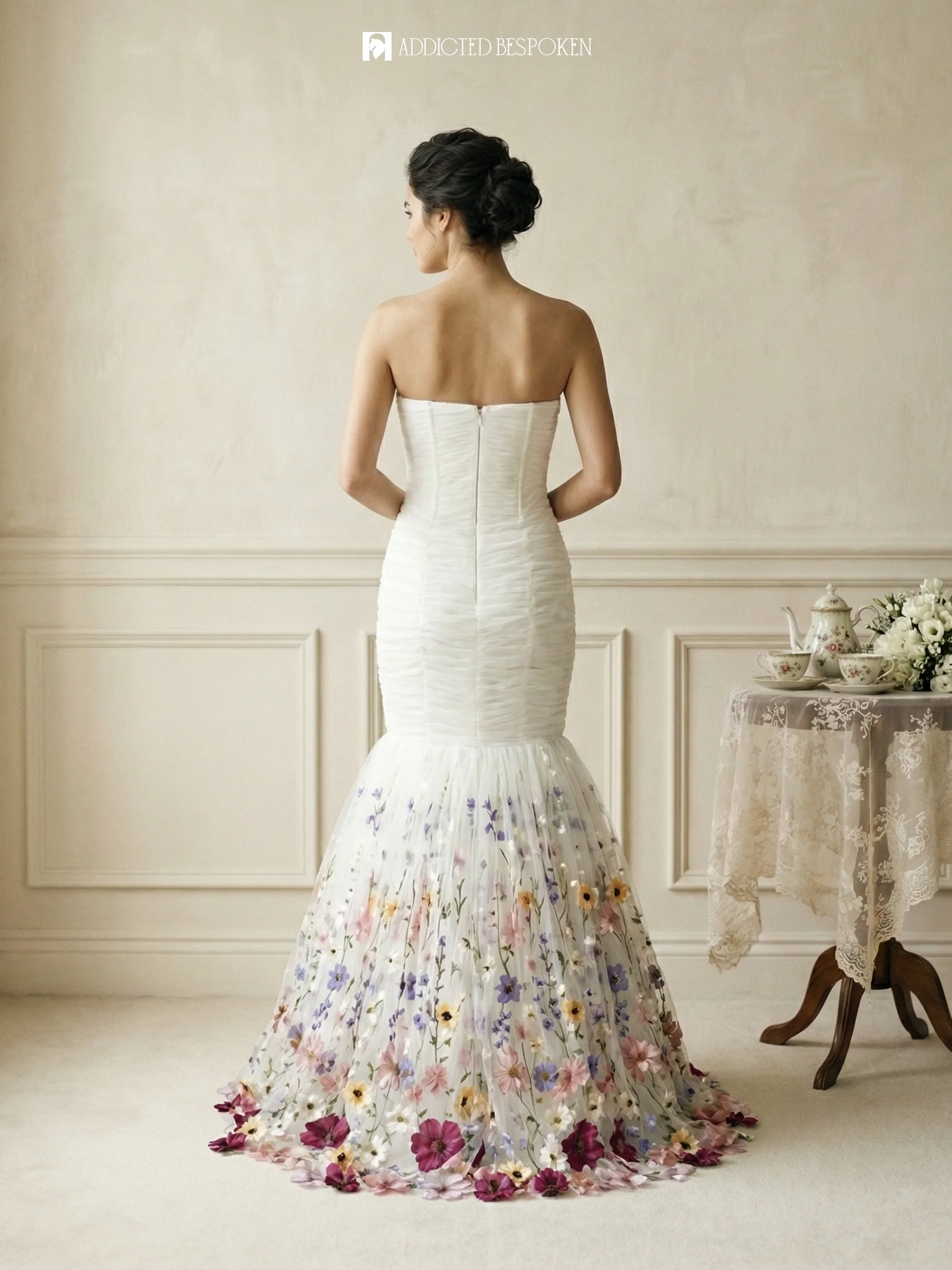 Floral Embroidered Bridal Gown - Image 3