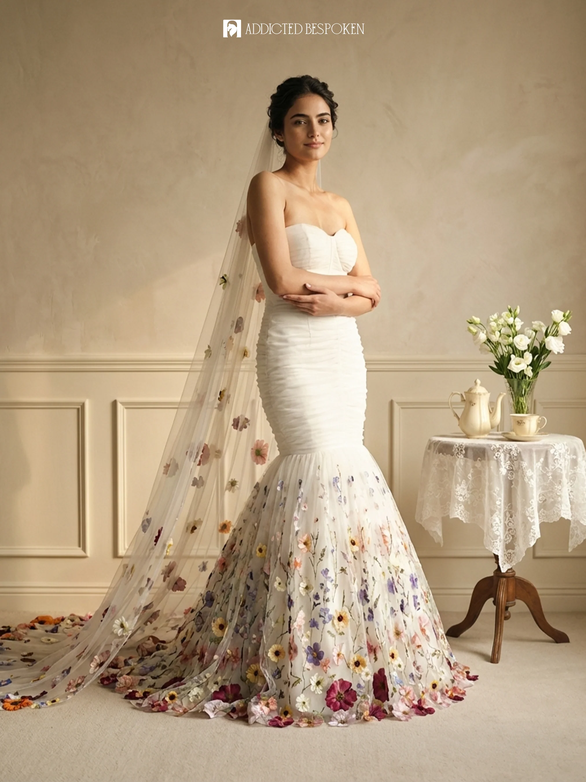 Floral Embroidered Bridal Gown - Image 5