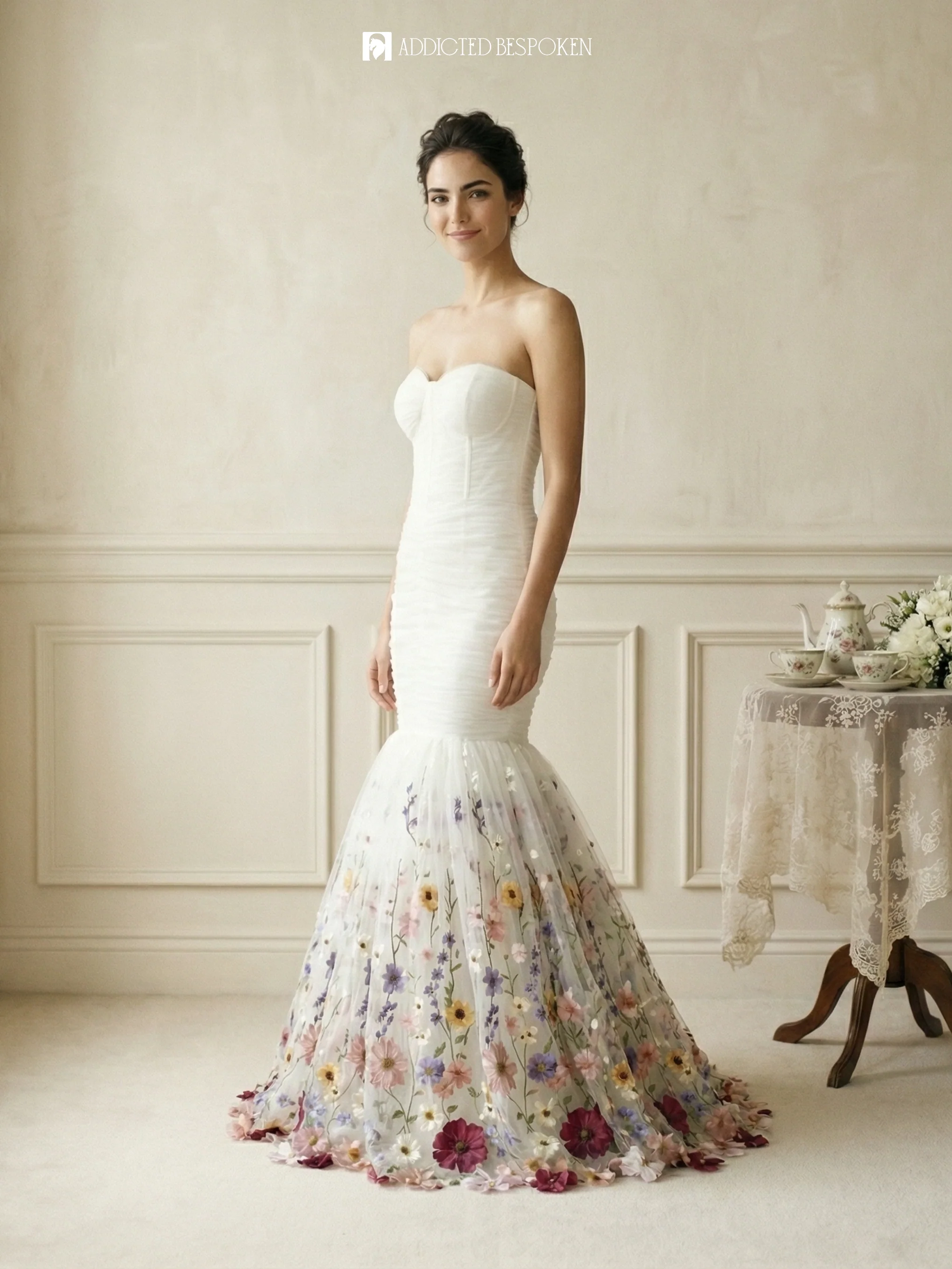 Floral Embroidered Bridal Gown - Image 6