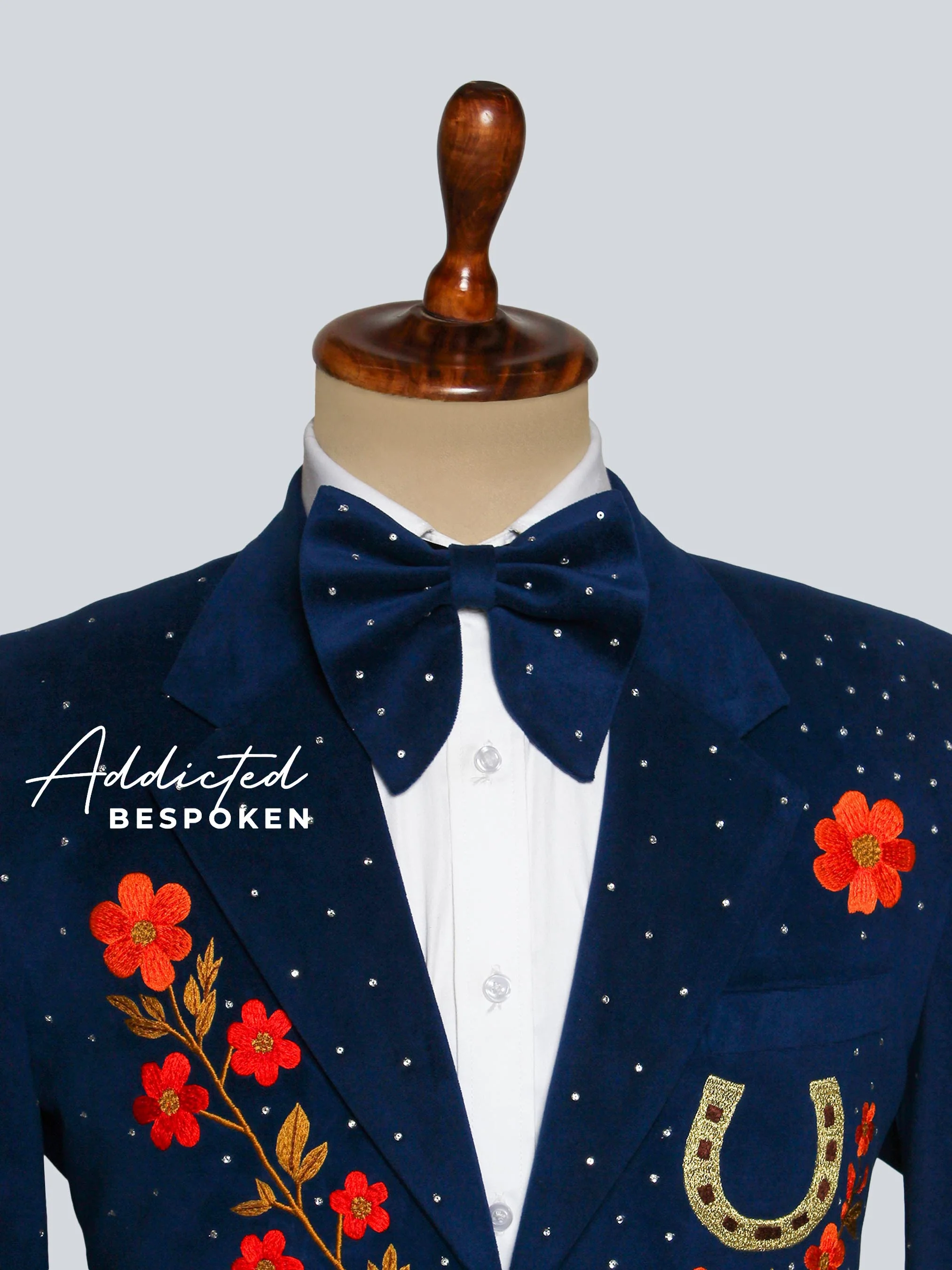 Floral Embroidered Navy Blazer - Image 3