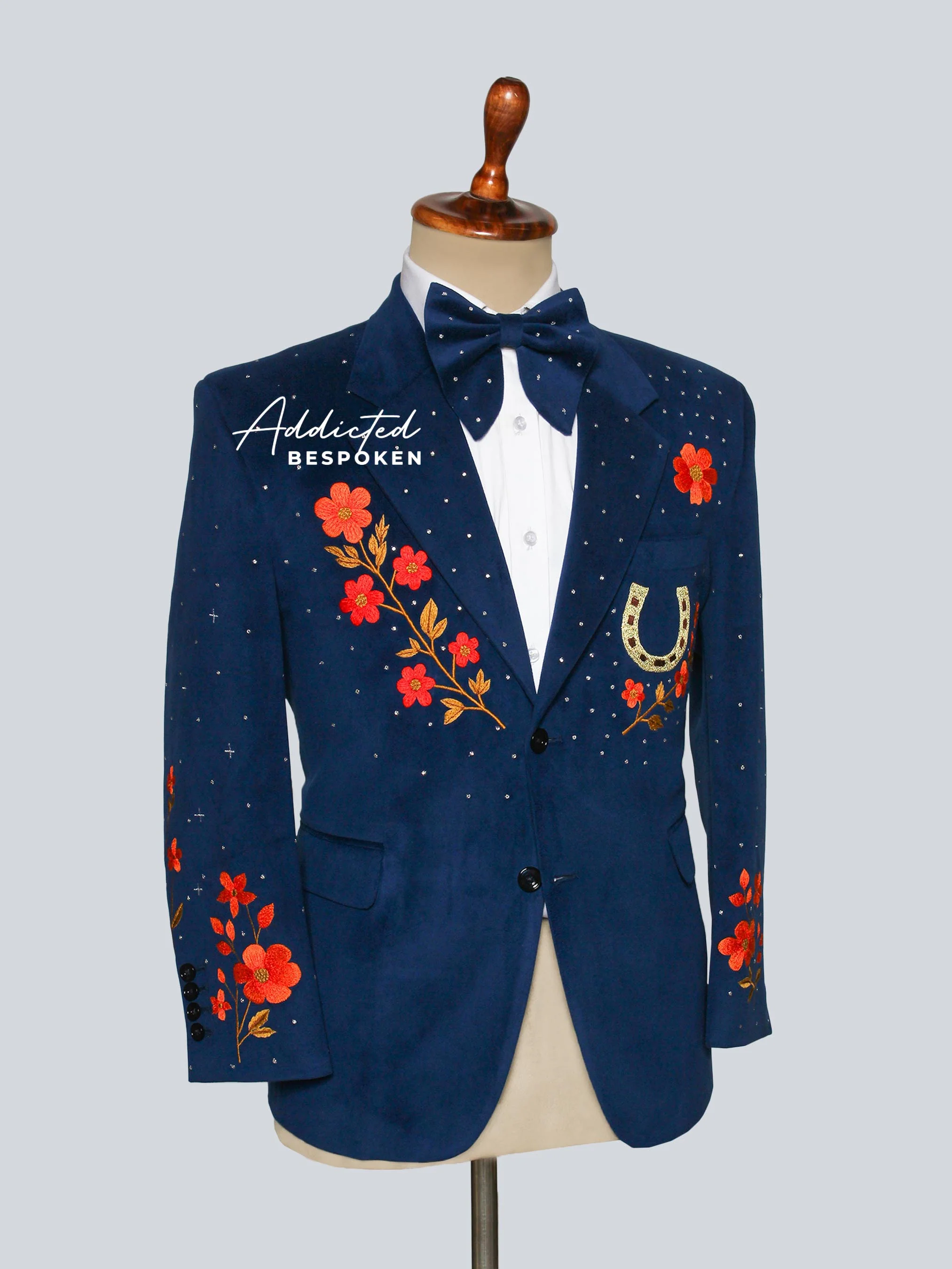 Floral Embroidered Navy Blazer - Image 4