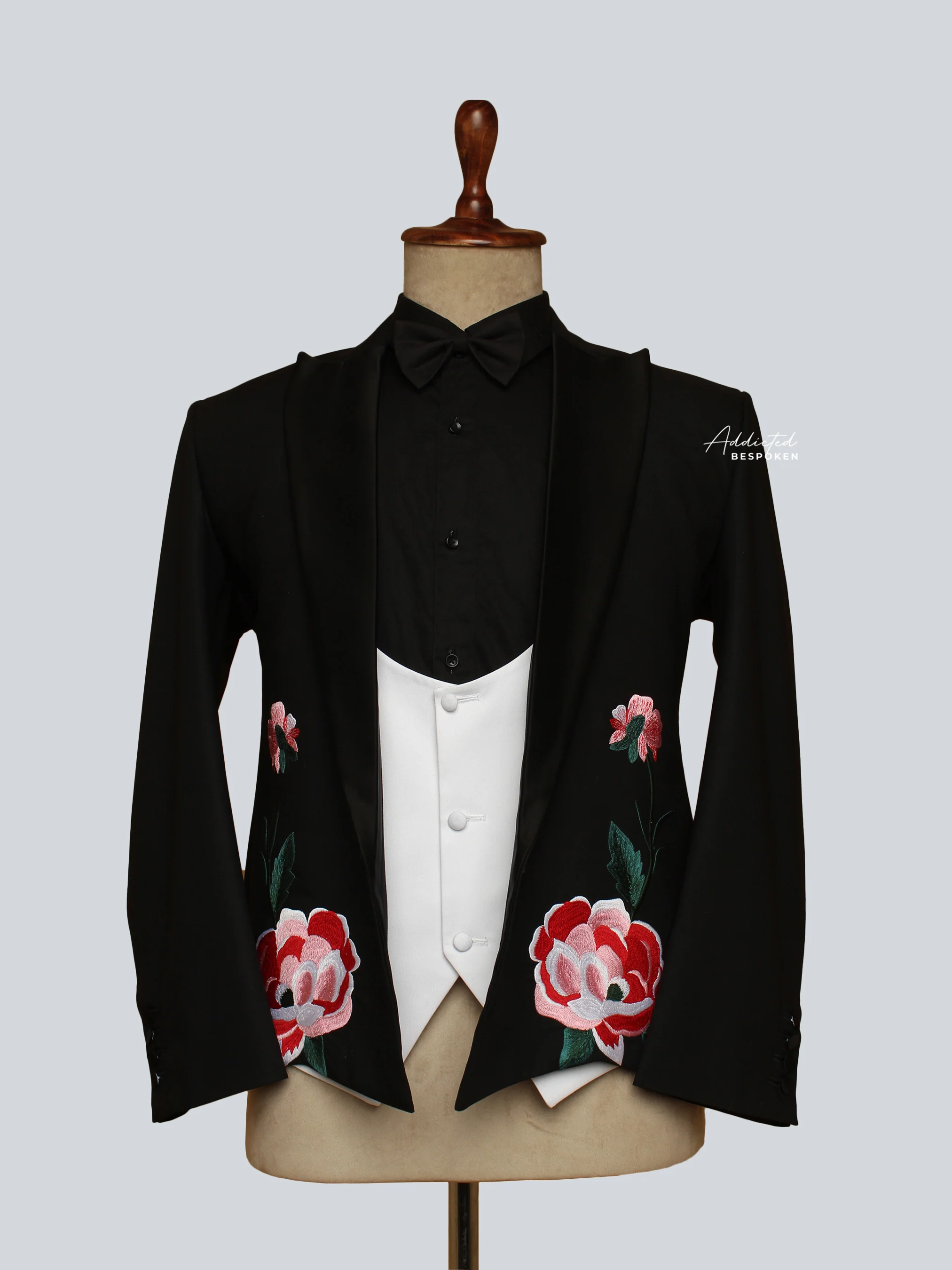 Floral Embroidered Tuxedo Suit