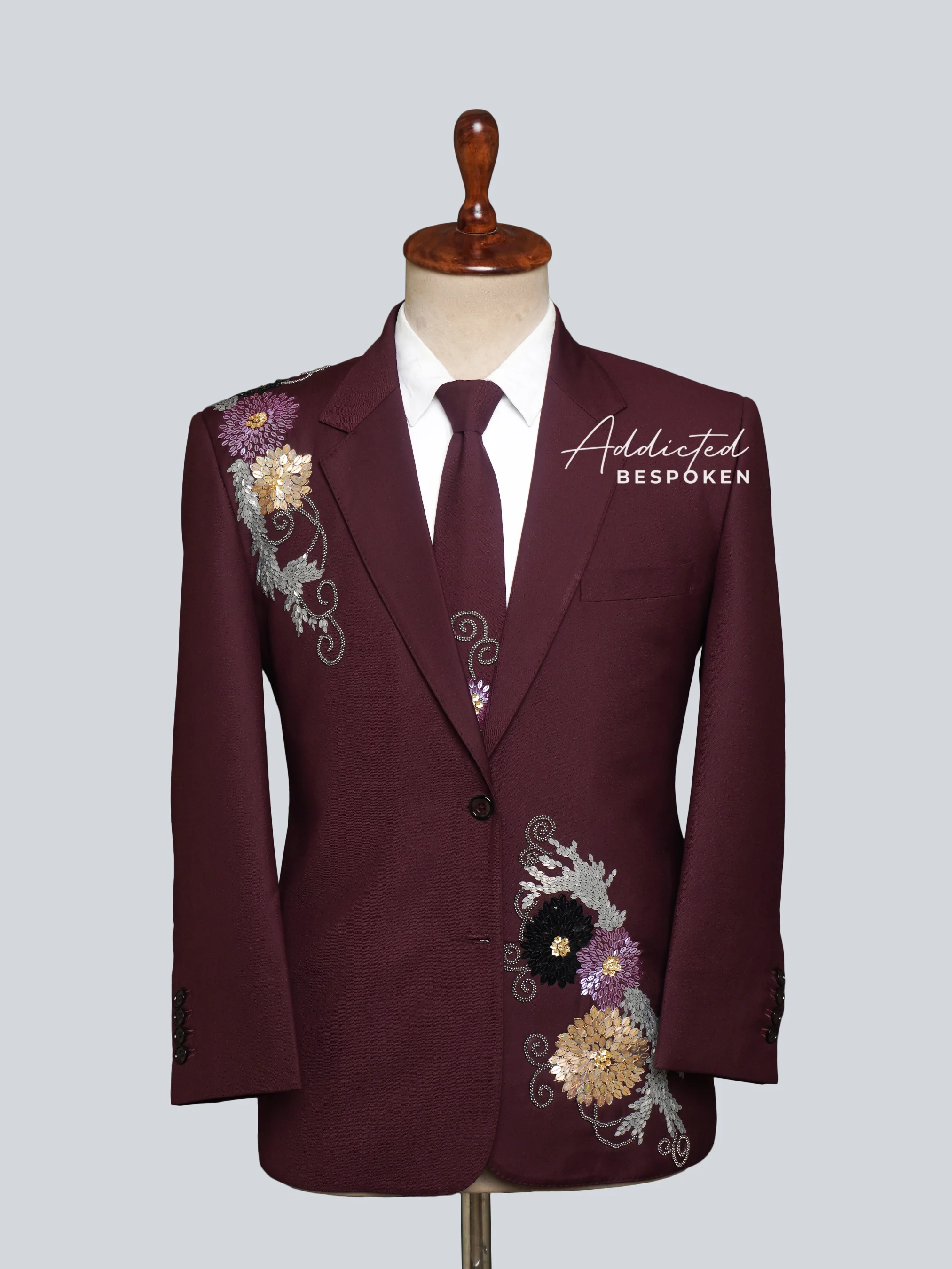 Floral Grace Embroidered Suit