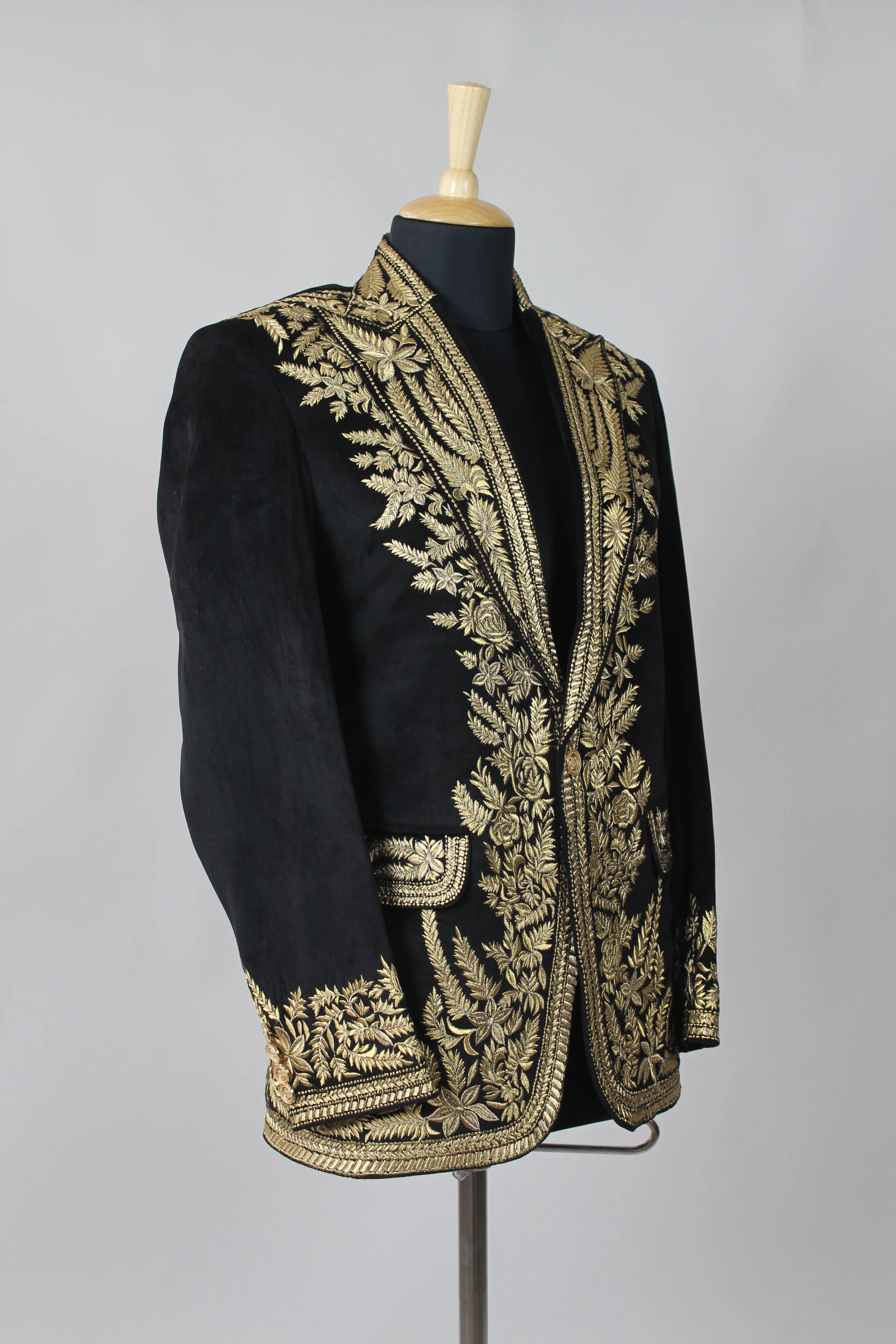 Gold Embellished Velvet Jacket - Image 3