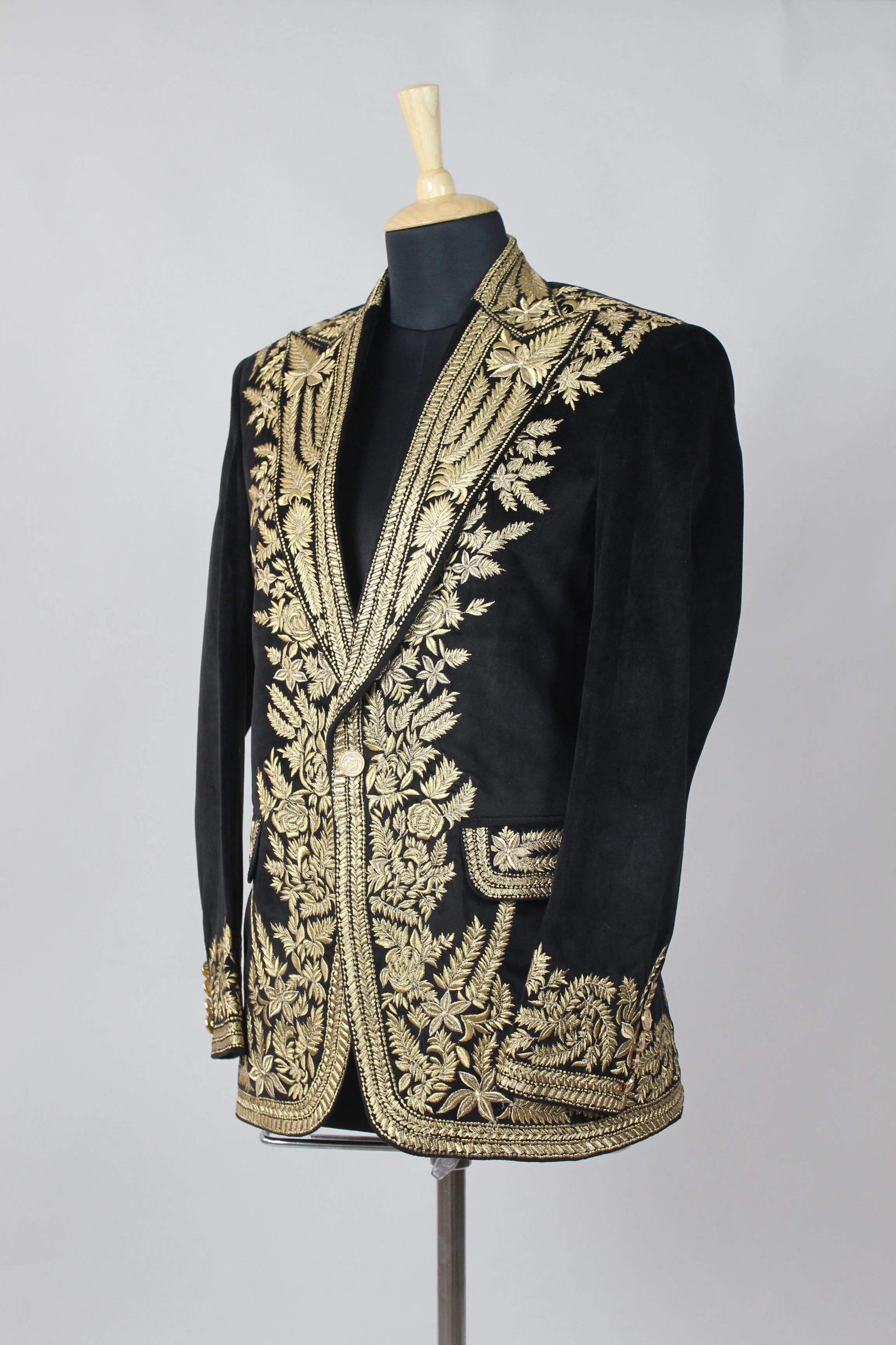 Gold Embellished Velvet Jacket - Image 4