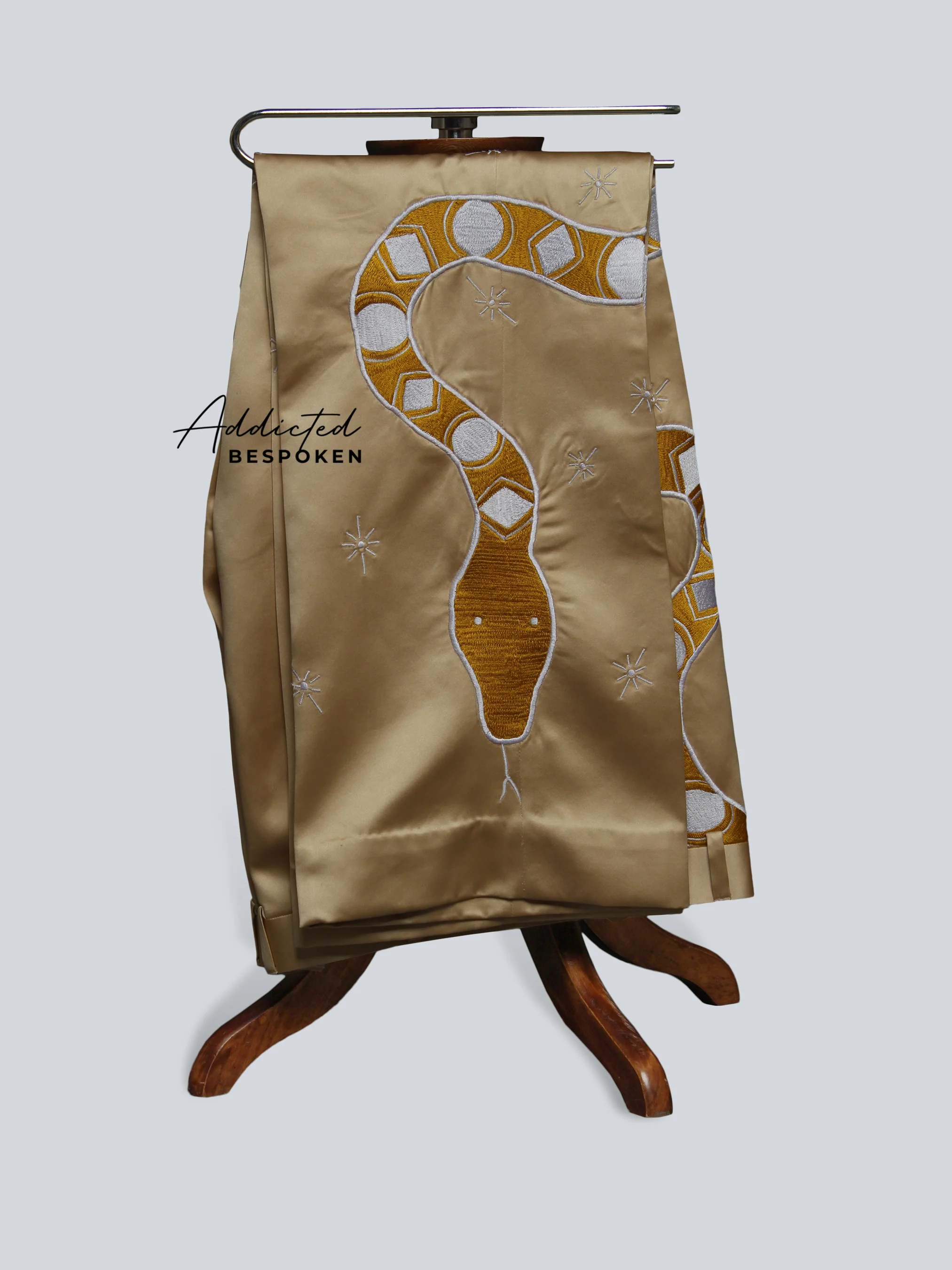 Gold Satin Snake Embroidered Suit - Image 8