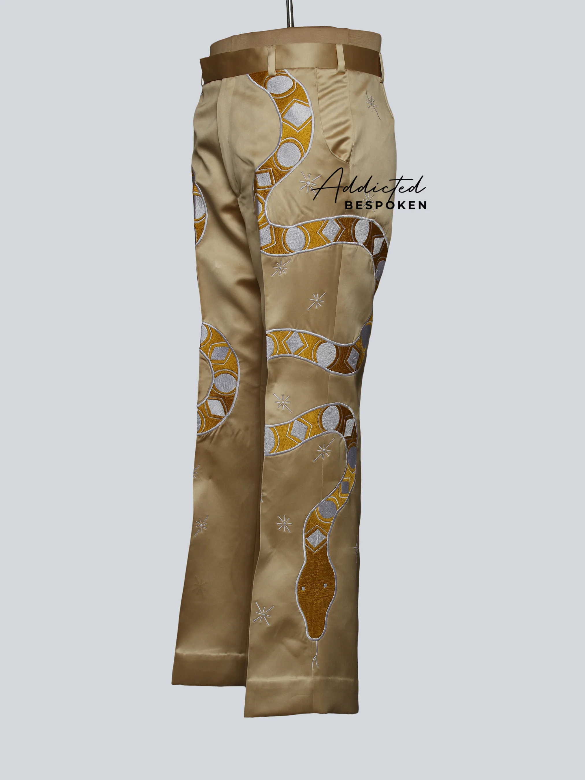 Gold Satin Snake Embroidered Suit - Image 9