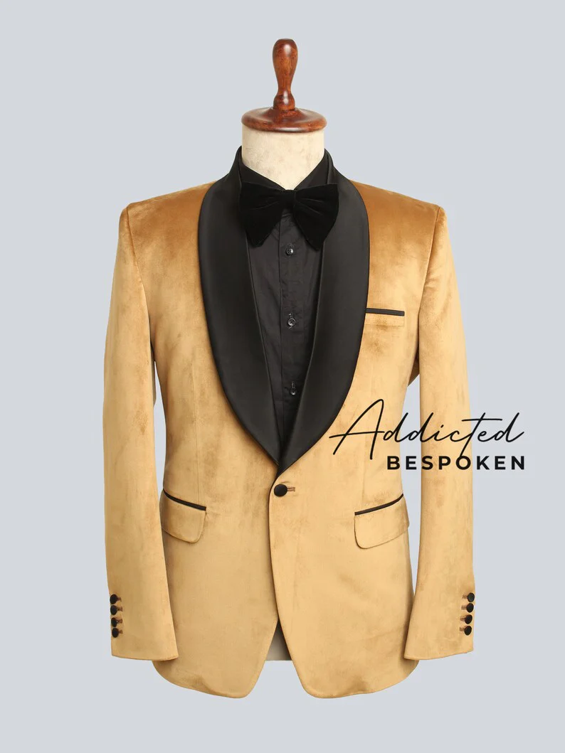 Golden Tuxedo Cocktail Blazer - Image 3