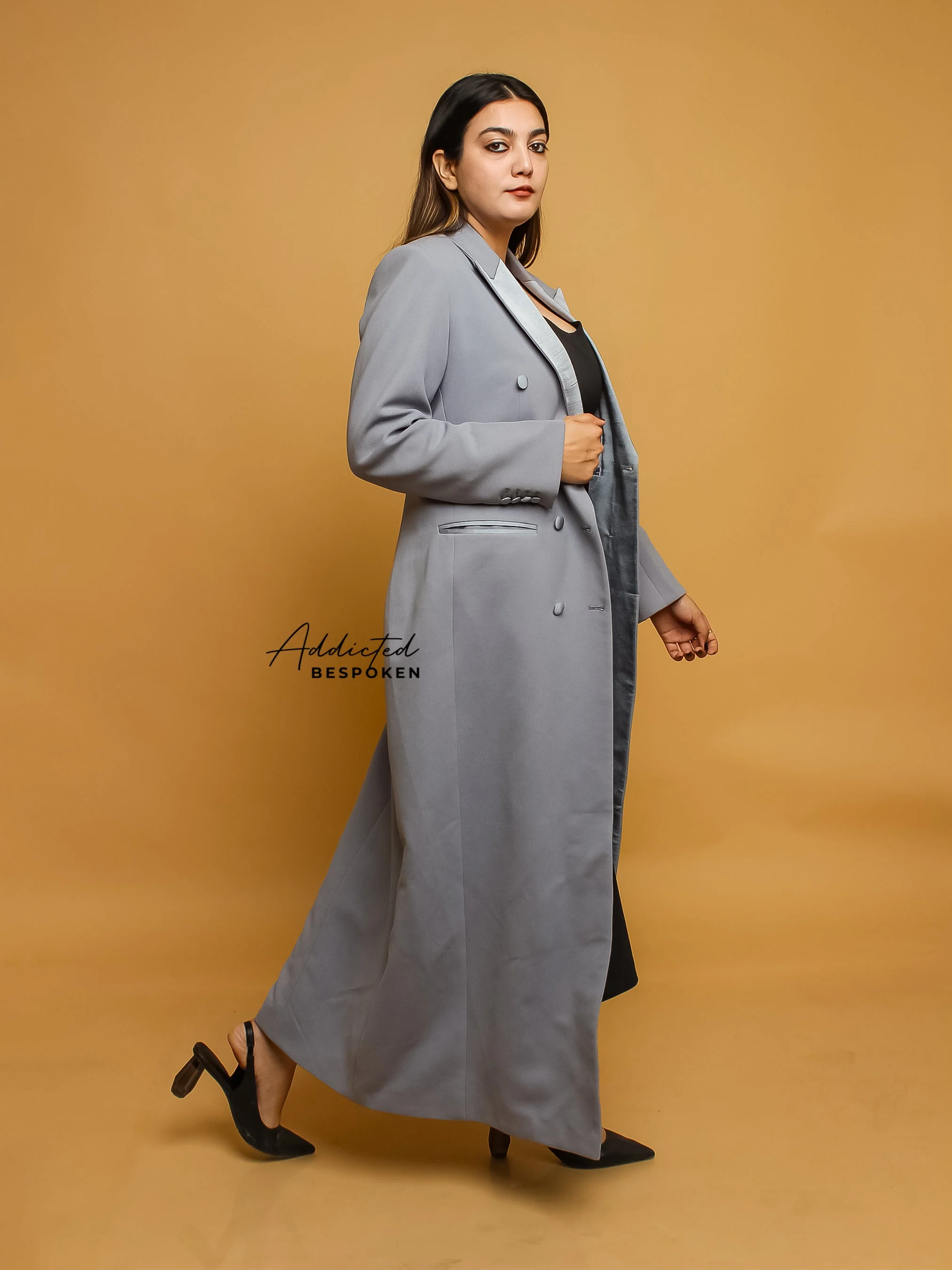 Grey Long Blazer Dress - Image 3