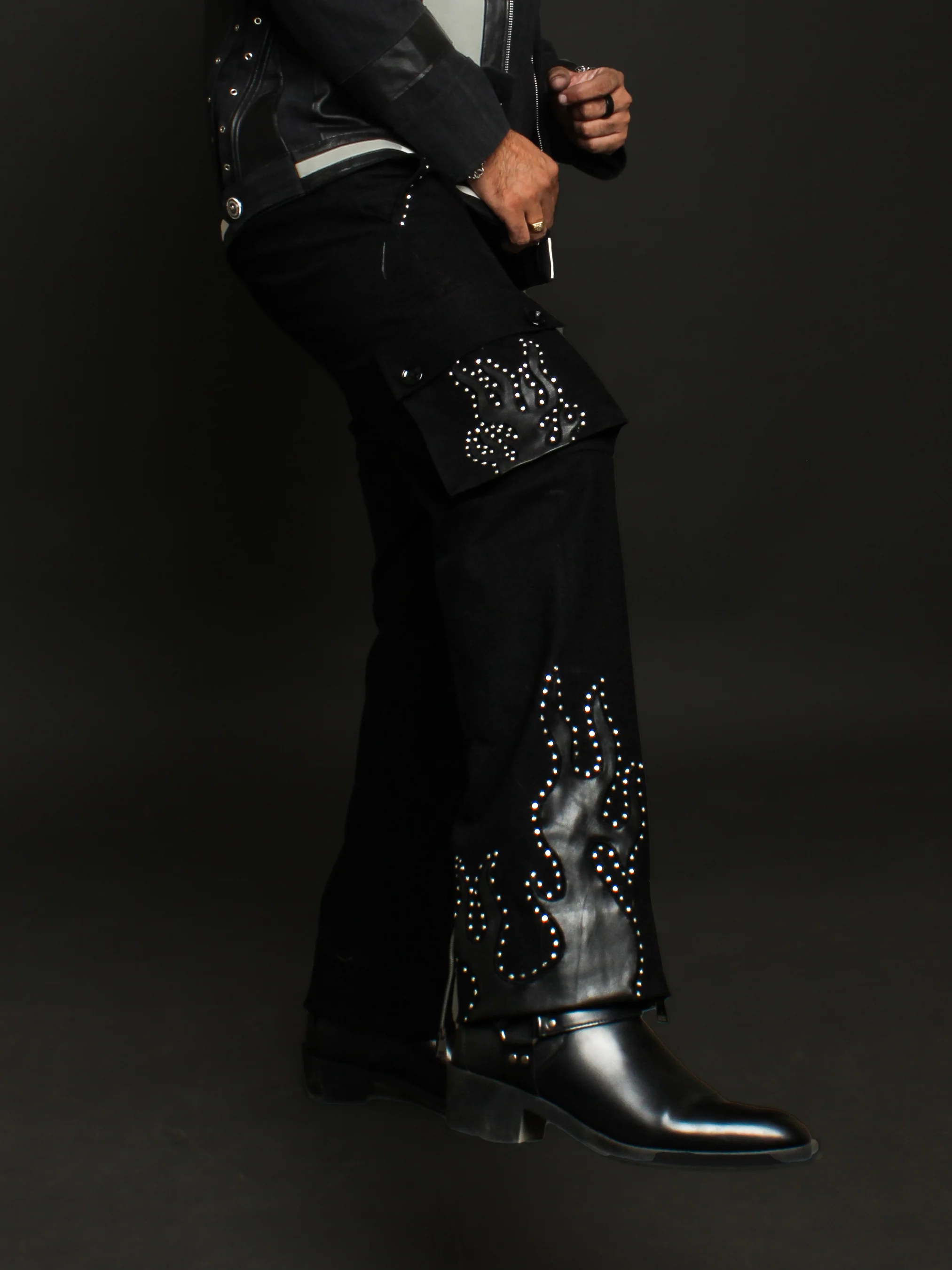 Leather Flame Men Pants - Image 4