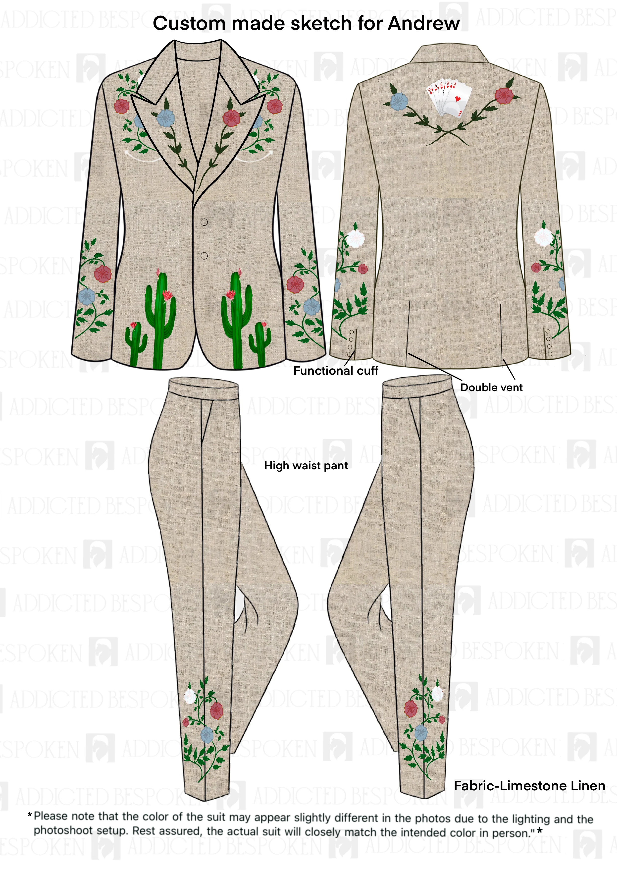 Men 2Pc Custom Embroidered Suit for ANDREW