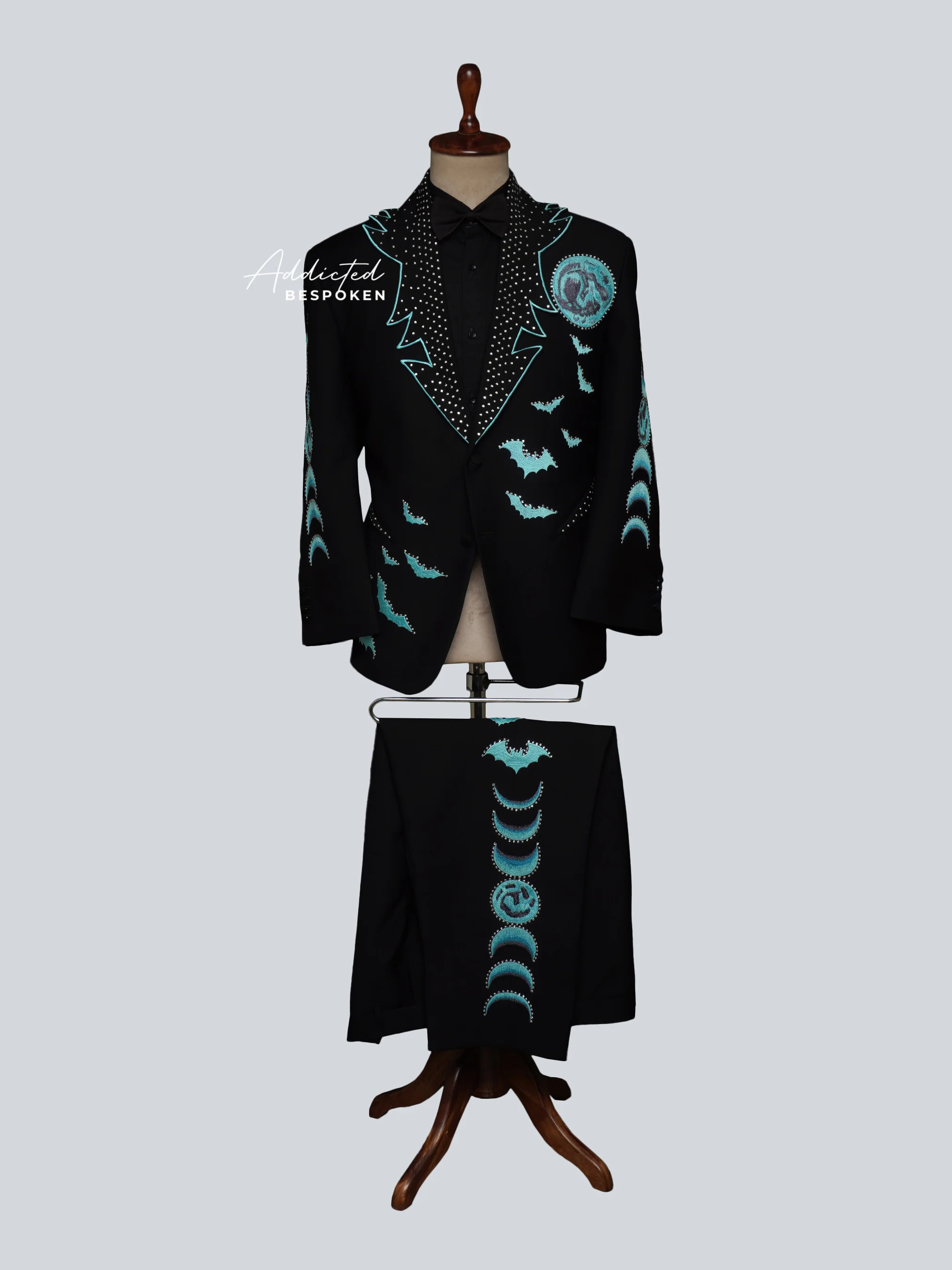 Midnight Lunar & Bat Embroidered Suit - Image 2