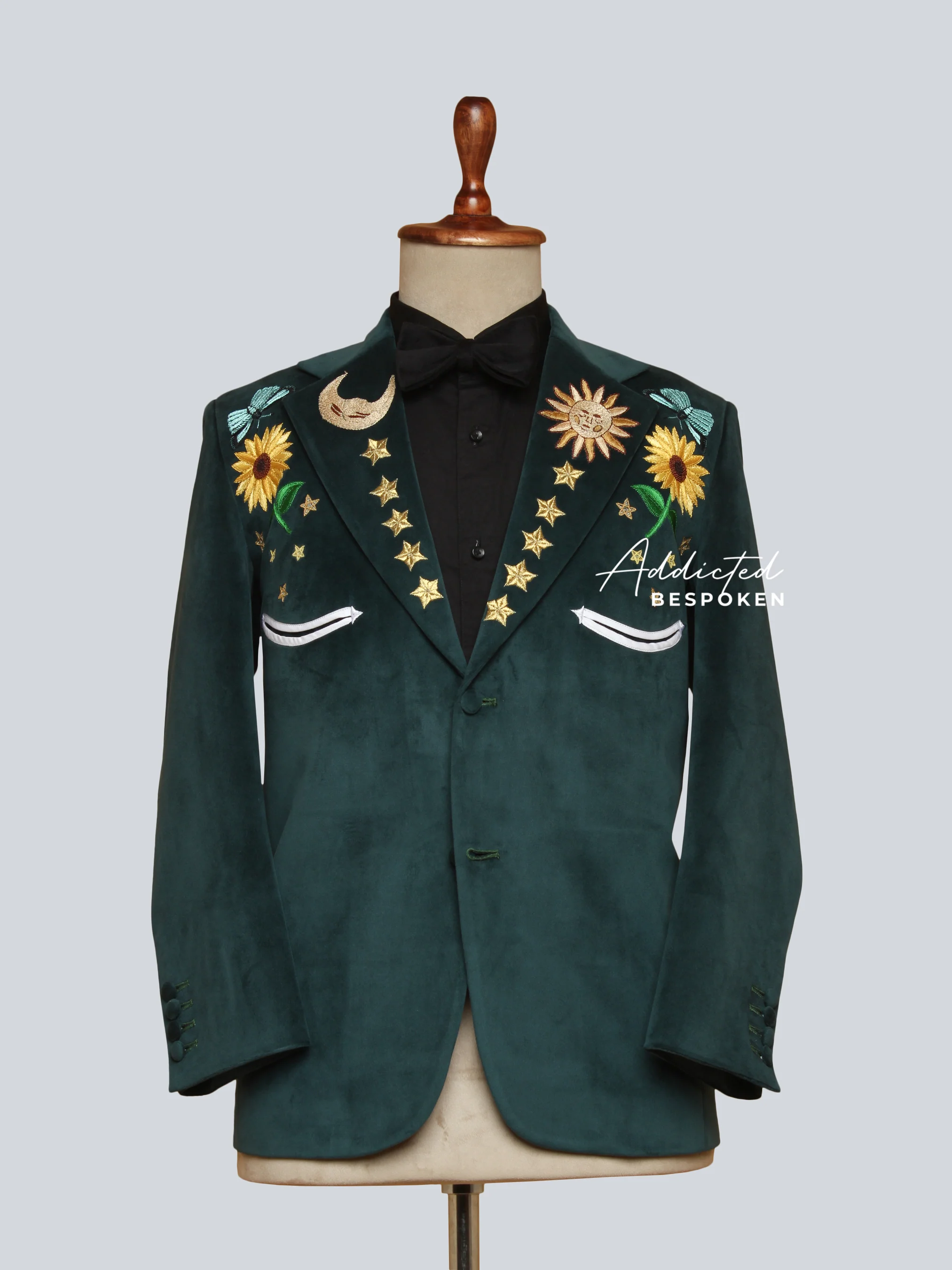 Nature-Adorned Embroidered Suit