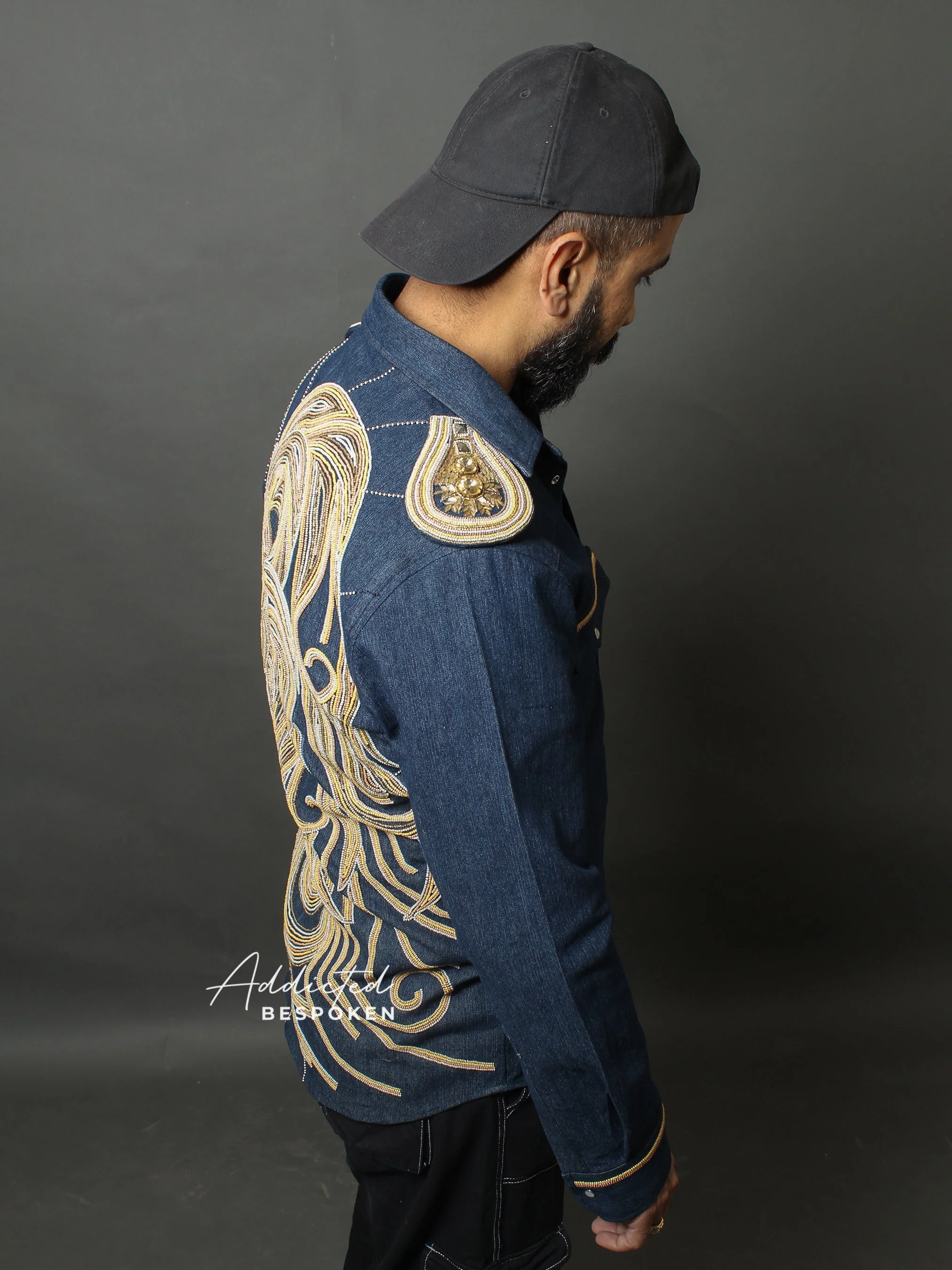 Regal Lion Embroidered Denim Shirt - Image 10