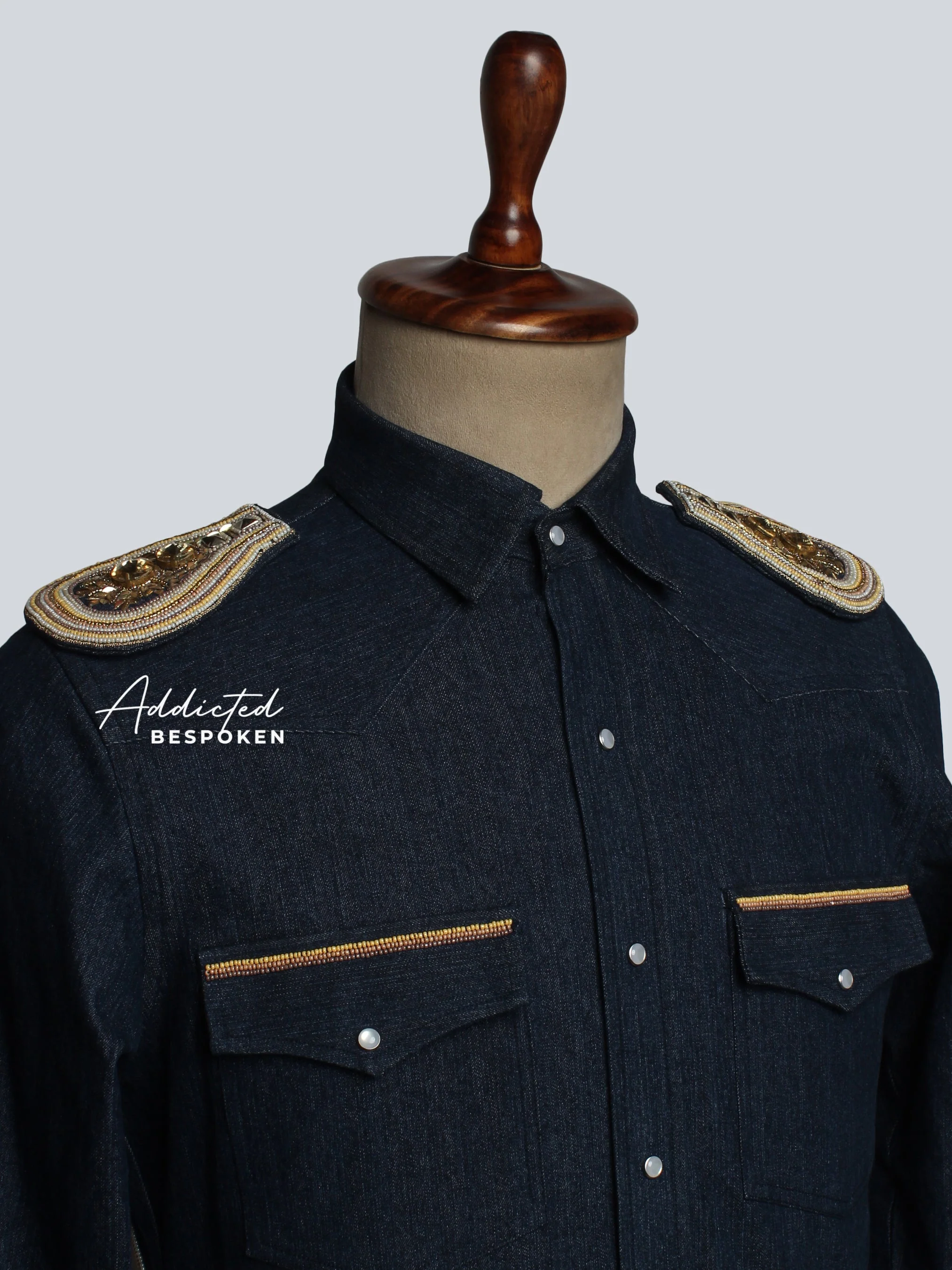Regal Lion Embroidered Denim Shirt - Image 11