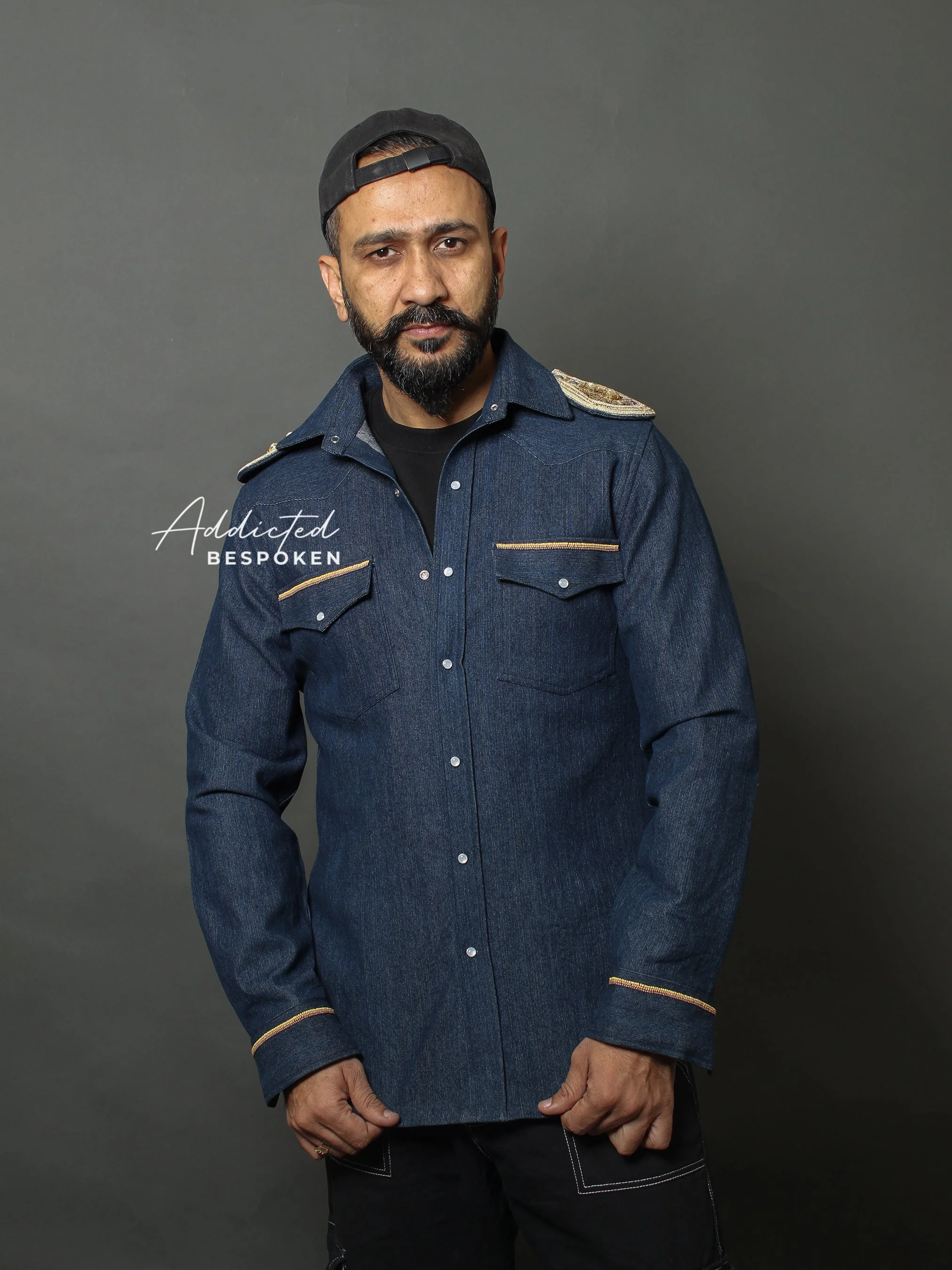 Regal Lion Embroidered Denim Shirt - Image 5