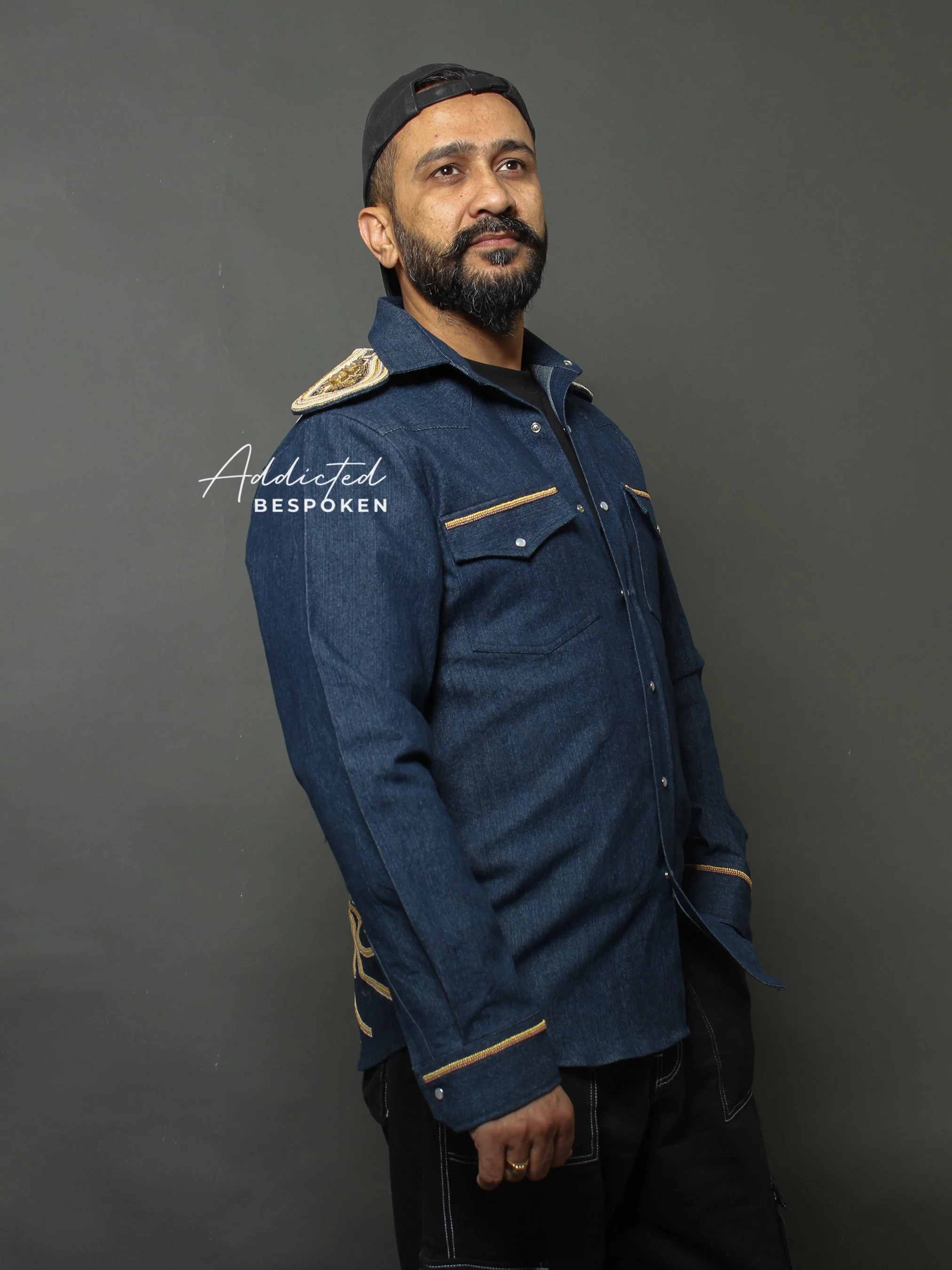 Regal Lion Embroidered Denim Shirt - Image 7