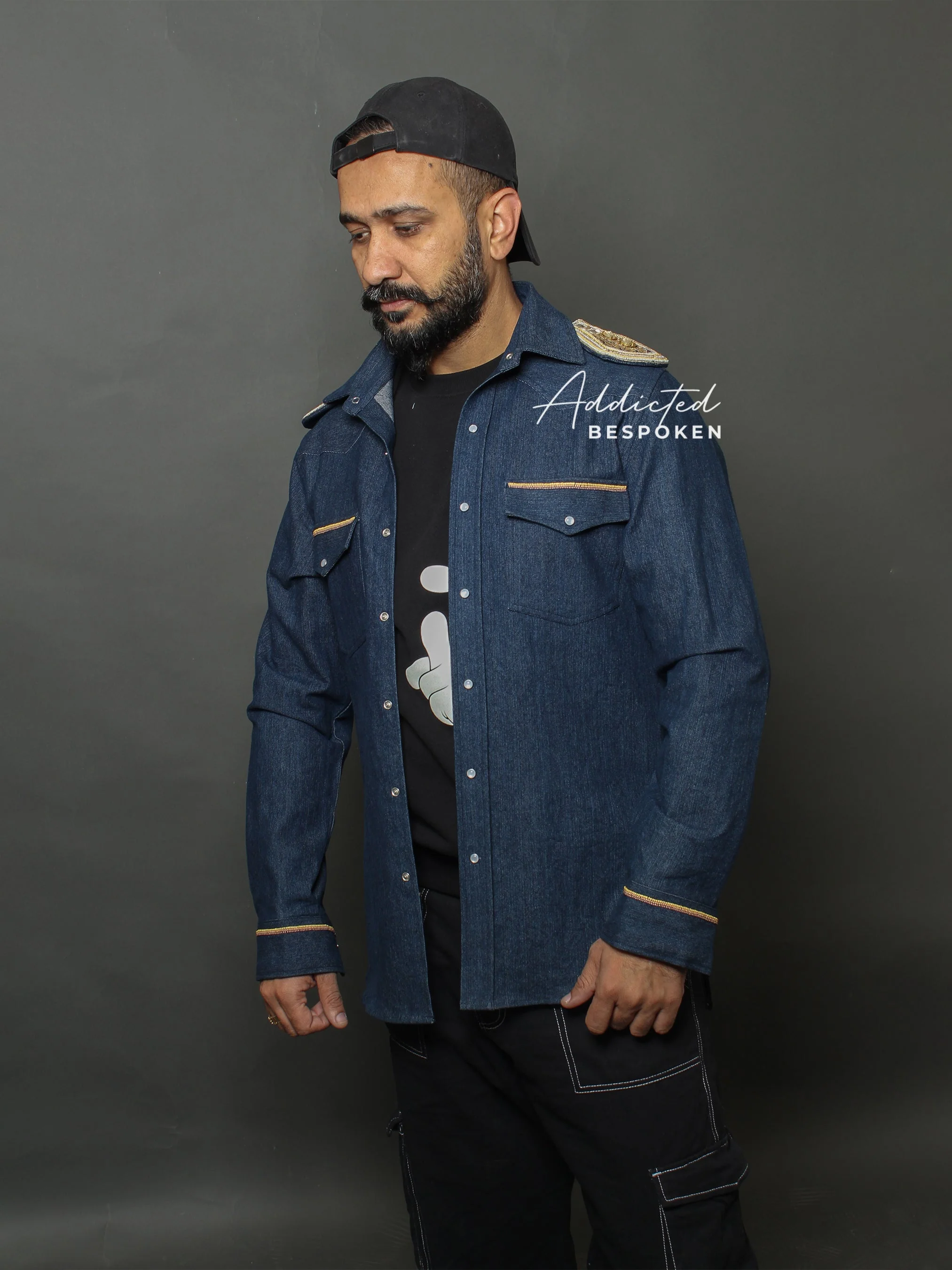 Regal Lion Embroidered Denim Shirt - Image 8