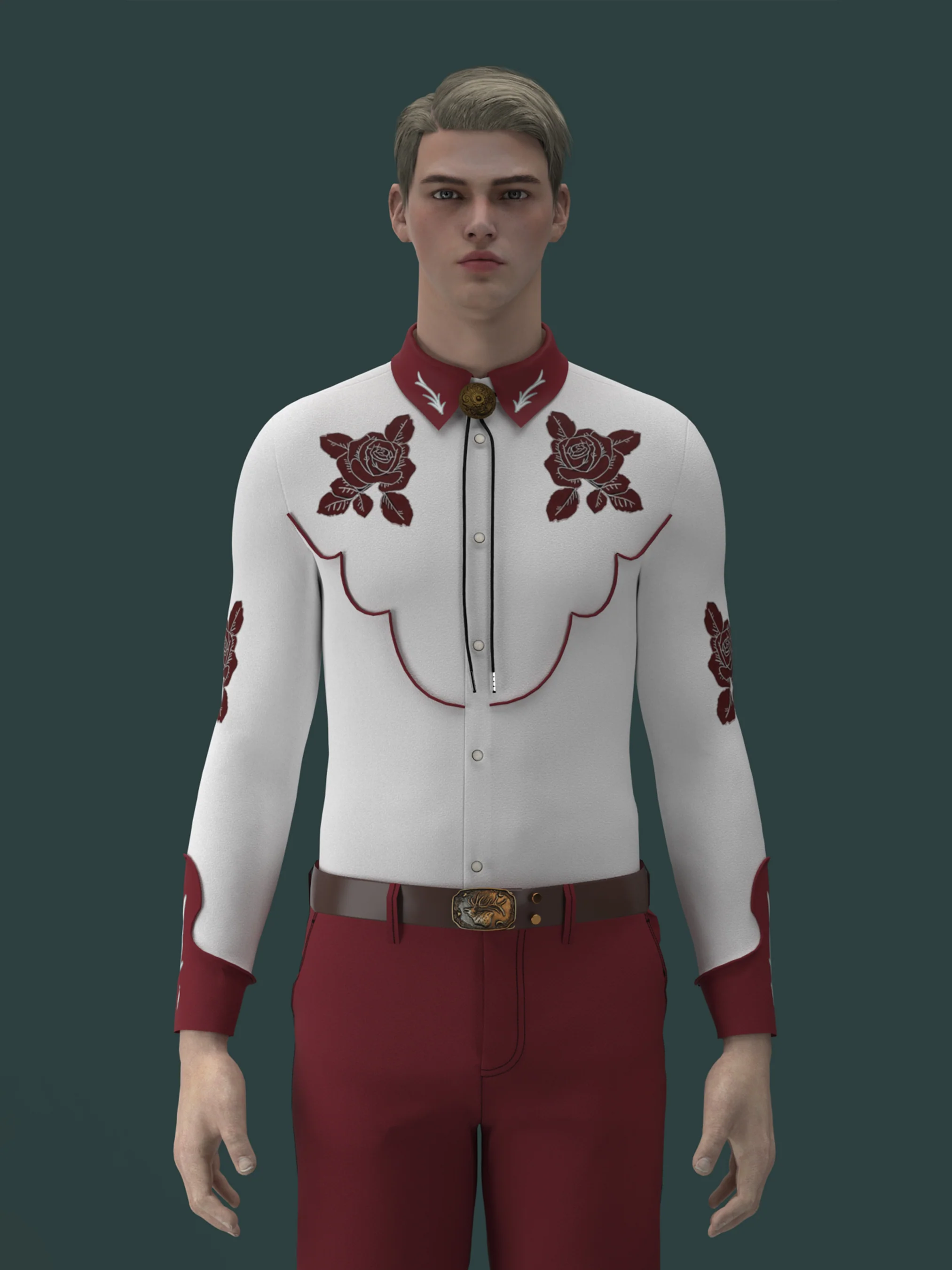 Rose Adorned Embroidered Shirt