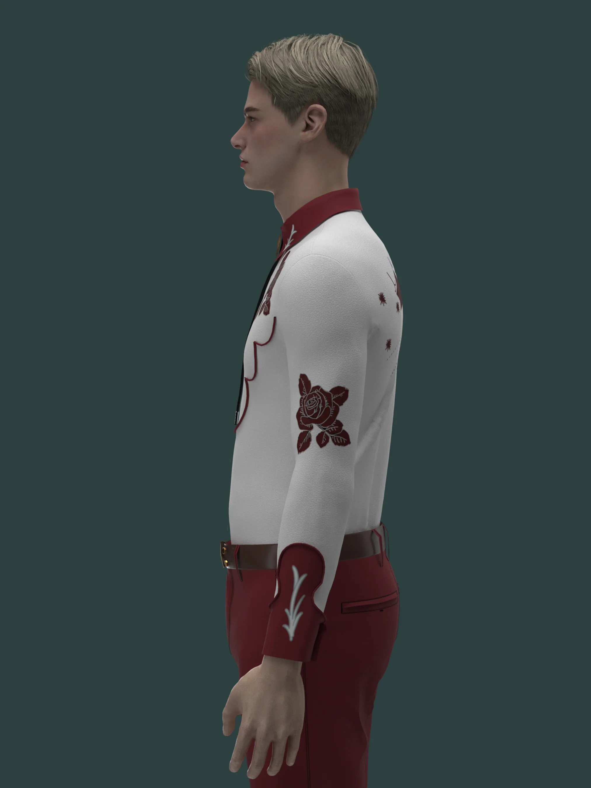 Rose Adorned Embroidered Shirt - Image 3