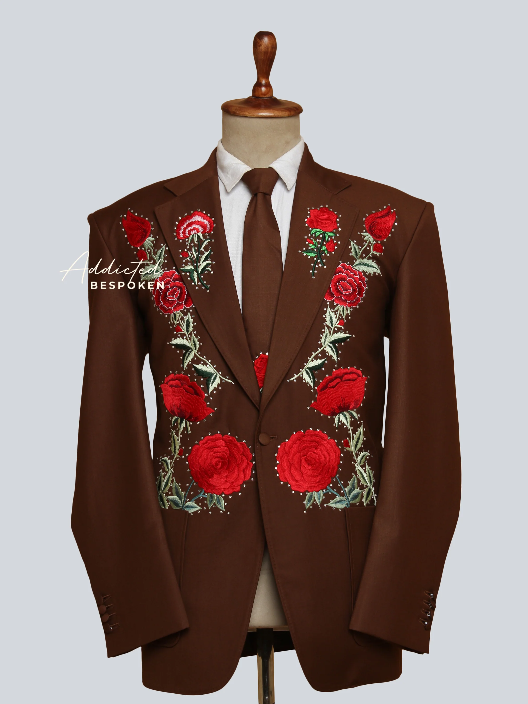 Rose-Embellished Elegance Suit