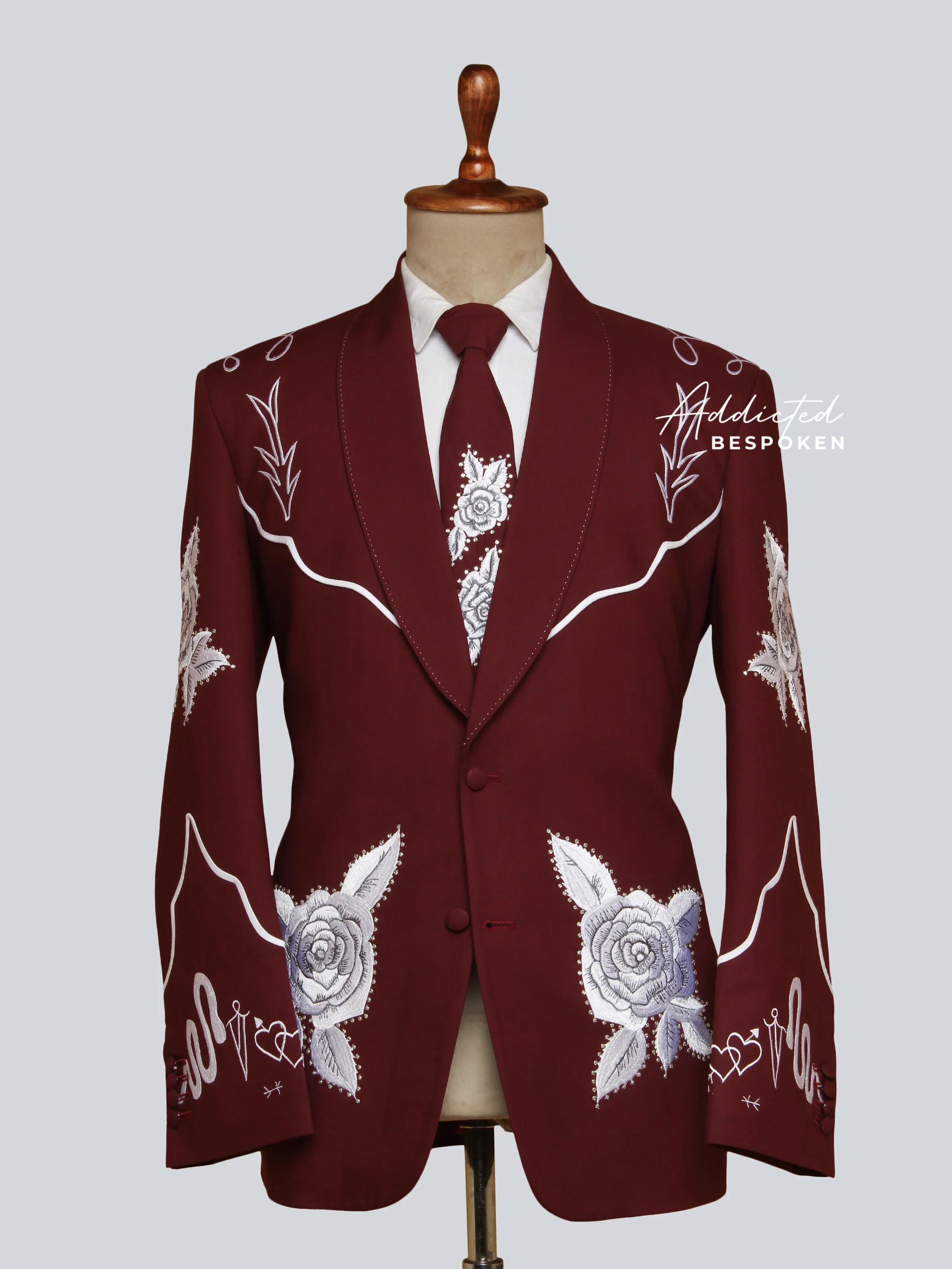Rose Embroidered Bespoke Suit