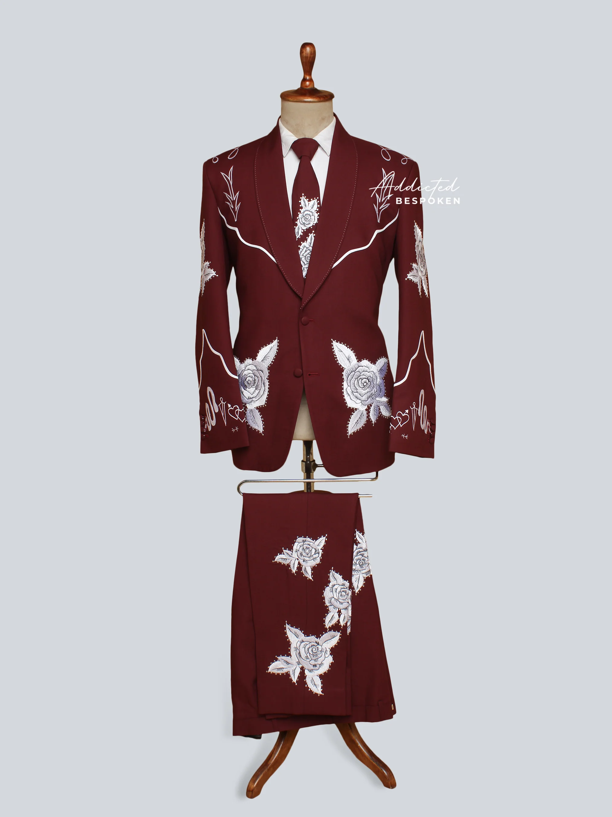 Rose Embroidered Bespoke Suit - Image 2