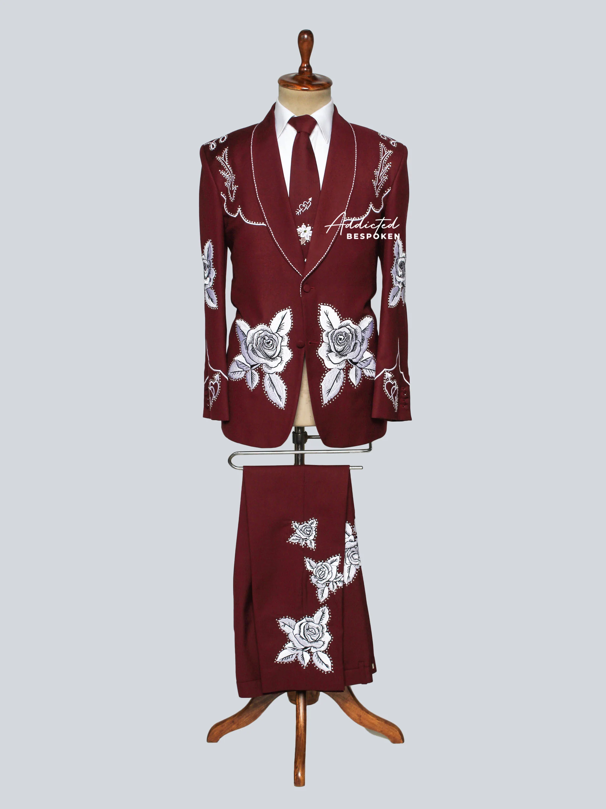 Rose Embroidered Bespoke Suit - Image 3