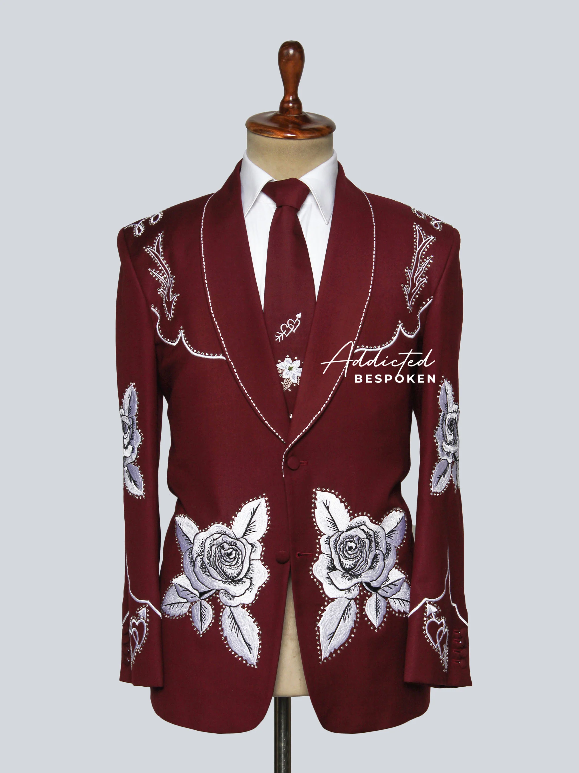 Rose Embroidered Bespoke Suit - Image 4