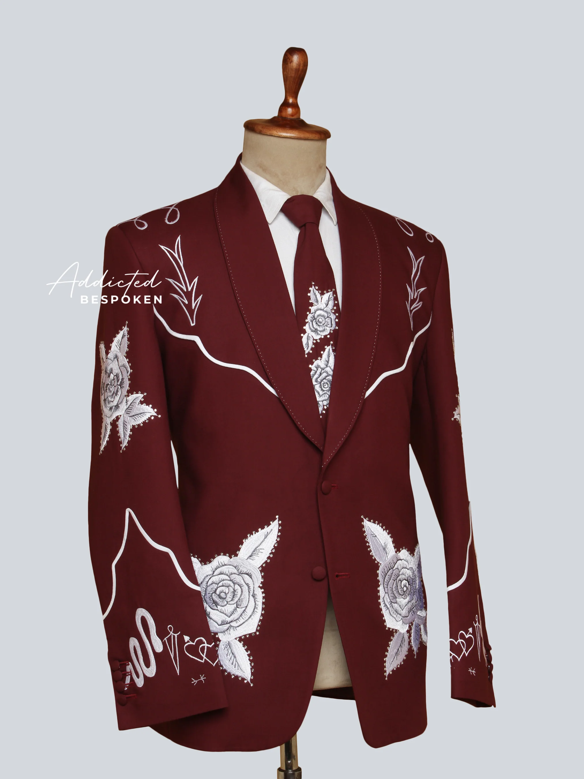 Rose Embroidered Bespoke Suit - Image 5