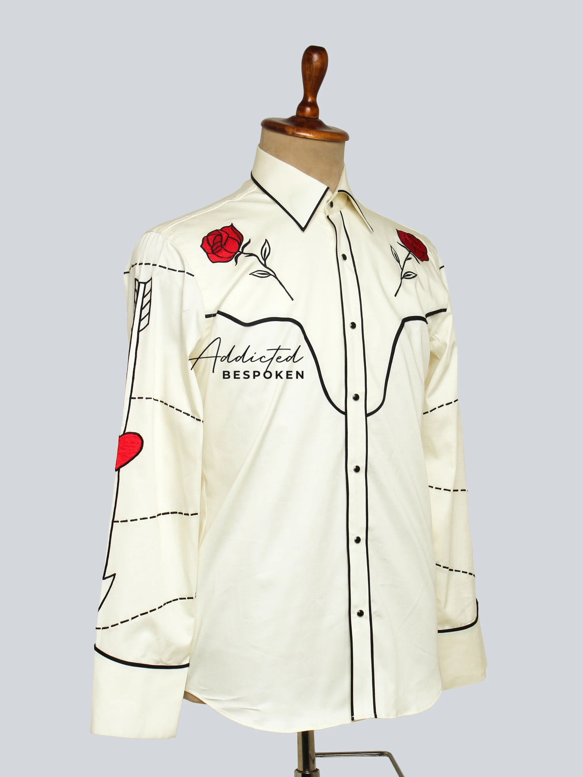 Rose Motif Embroidered Western Shirt - Image 3