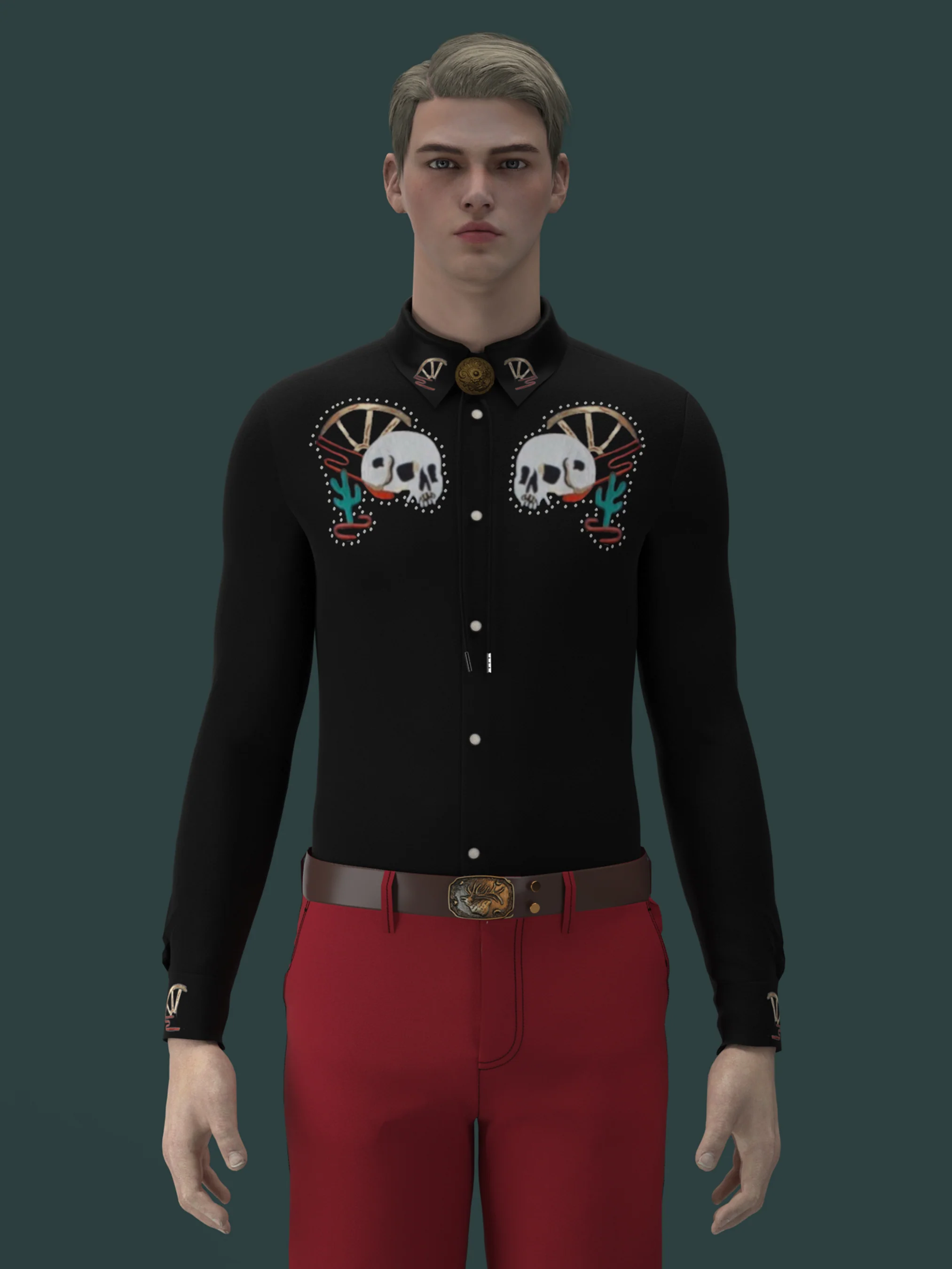 Skeleton Halloween Saloon Shirt